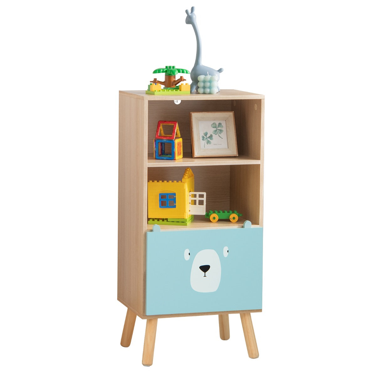Estante Infantil de 3 Níveis com Gavetas e Compartimentos para Brinquedos e Livros - Organizador 40,5 x 29 x 85 cm