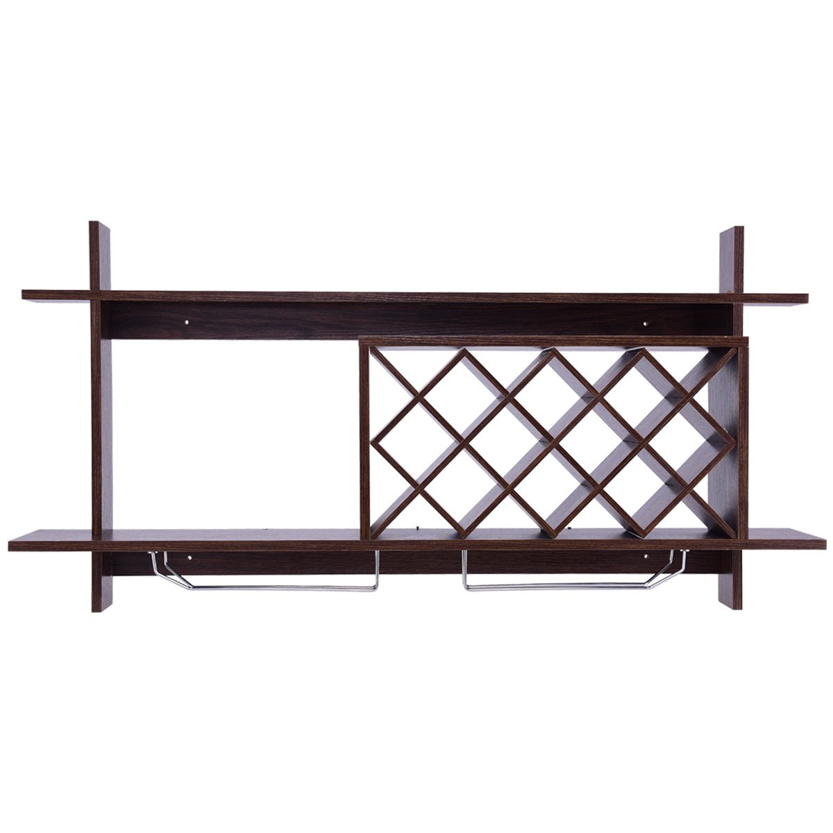 Prateleira de Cozinha com Garrafeira – 120 x 58,5 x 20 cm – Preto – Madeira MDF