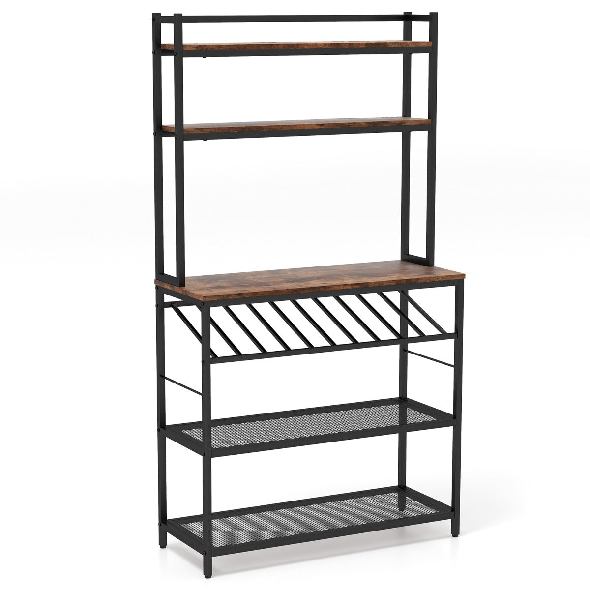 Estante de Cozinha com Garrafeira – 90 x 35 x 165 cm – Castanho – Madeira
