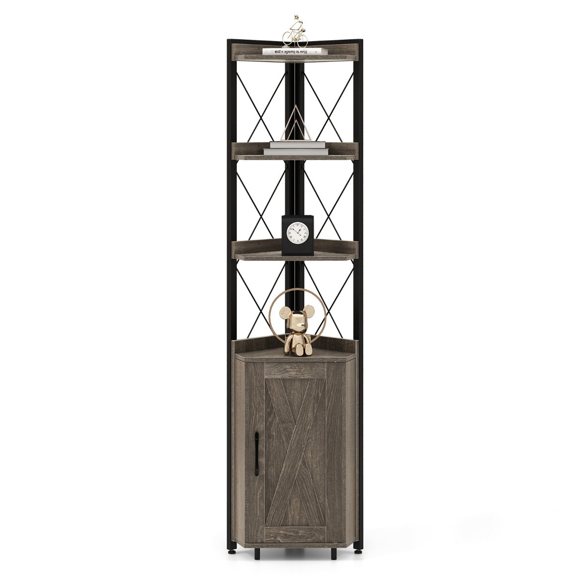 Estante de Canto 6 Níveis – 48 x 32 x 180 cm – Cinzento – Metal