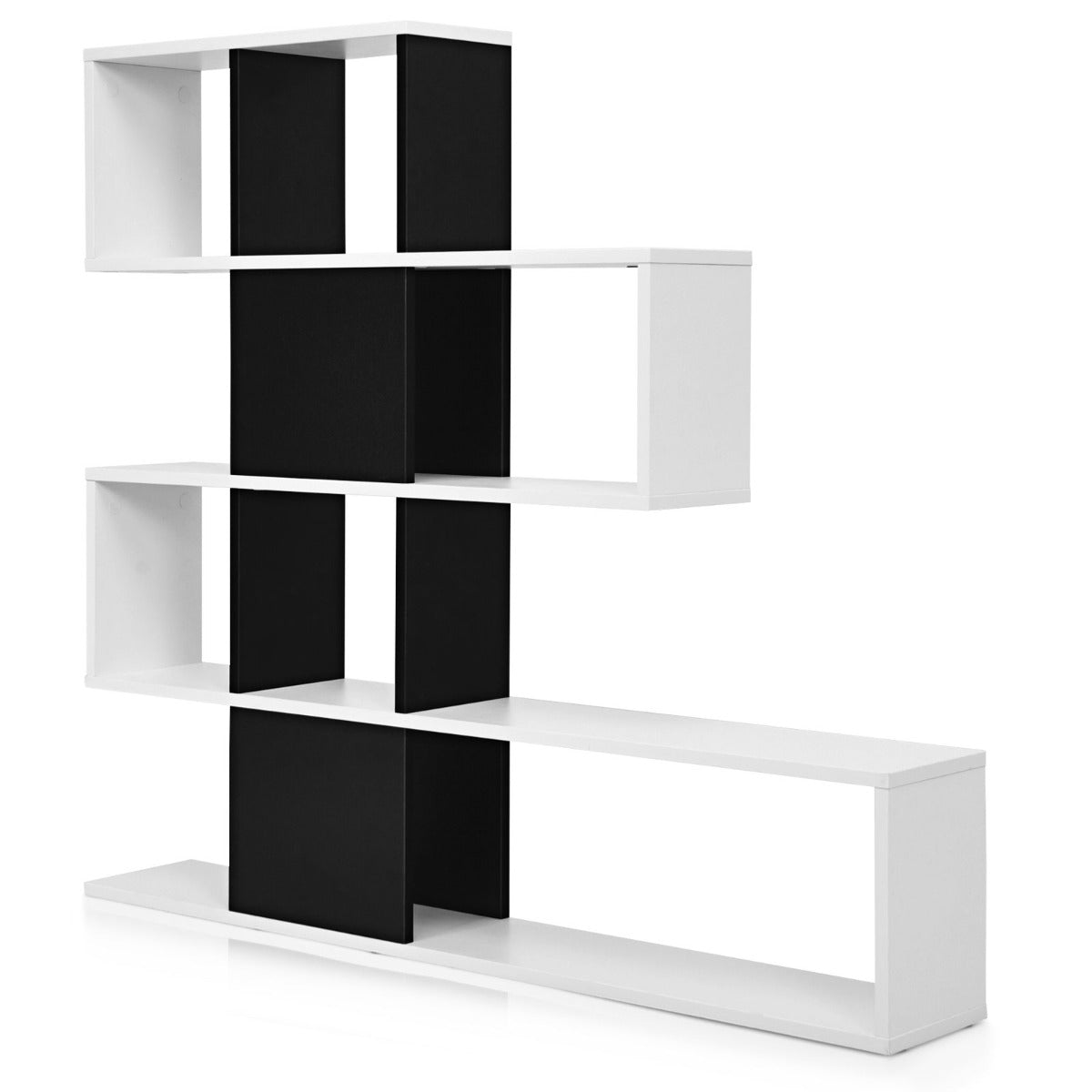 Estantería de Esquina de 5 Niveles Librería Moderna de Estilo Escalera 120 x 19,5 x 109 cm Blanco y Negro