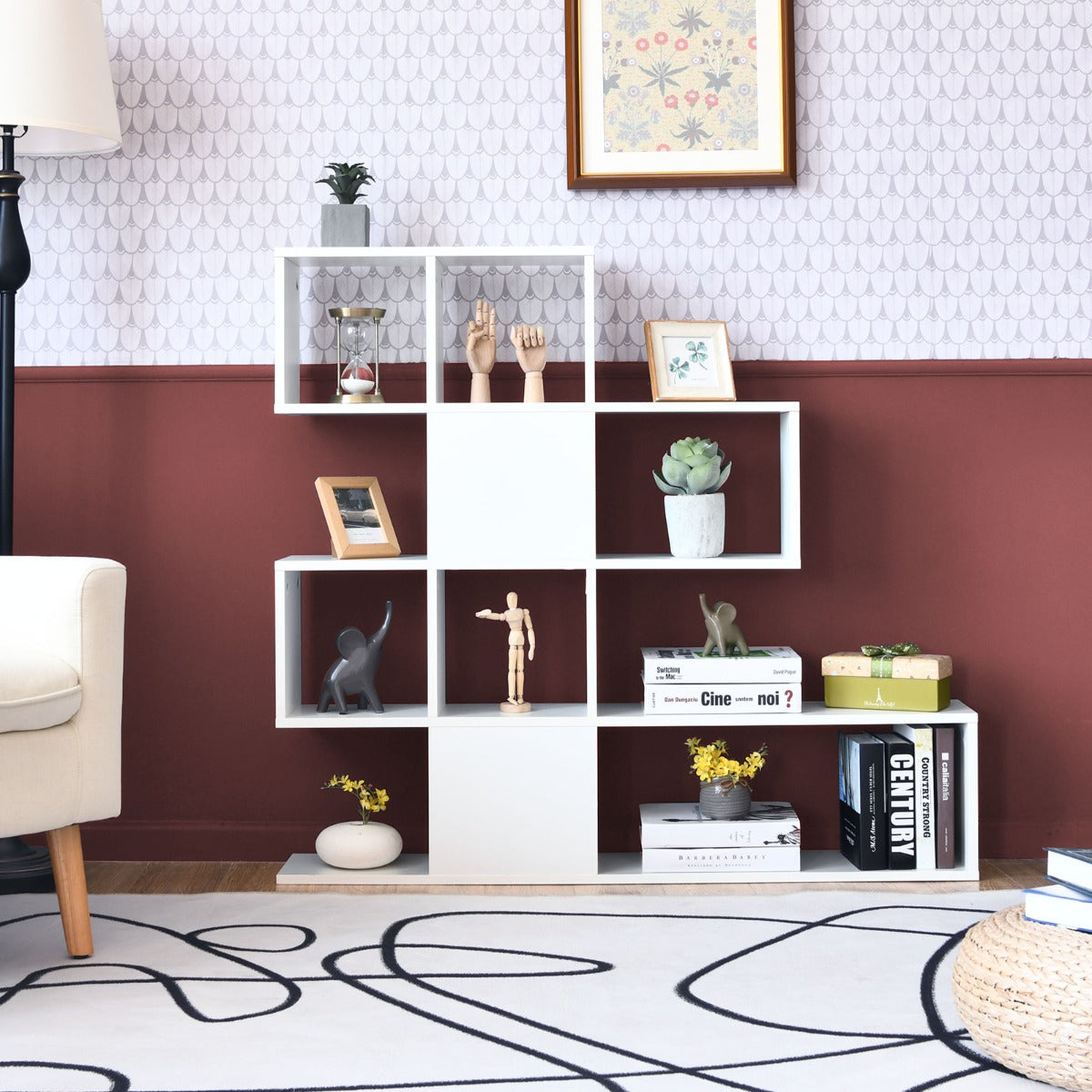 Estantería de Canto 5 Níveis Livraria Moderna Estilo Escada 120 x 19,5 x 109 cm Branco
