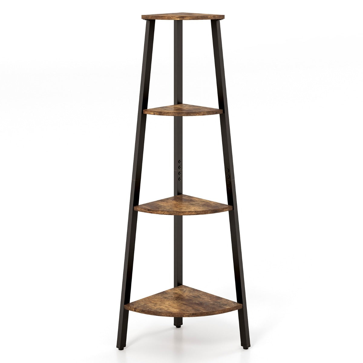 Estantería de Esquina de 4 Níveis Industrial Antivuelco Suporte para Plantas para Escritório Sala de Estar Quarto 36 x 34 x 126 cm Castanho