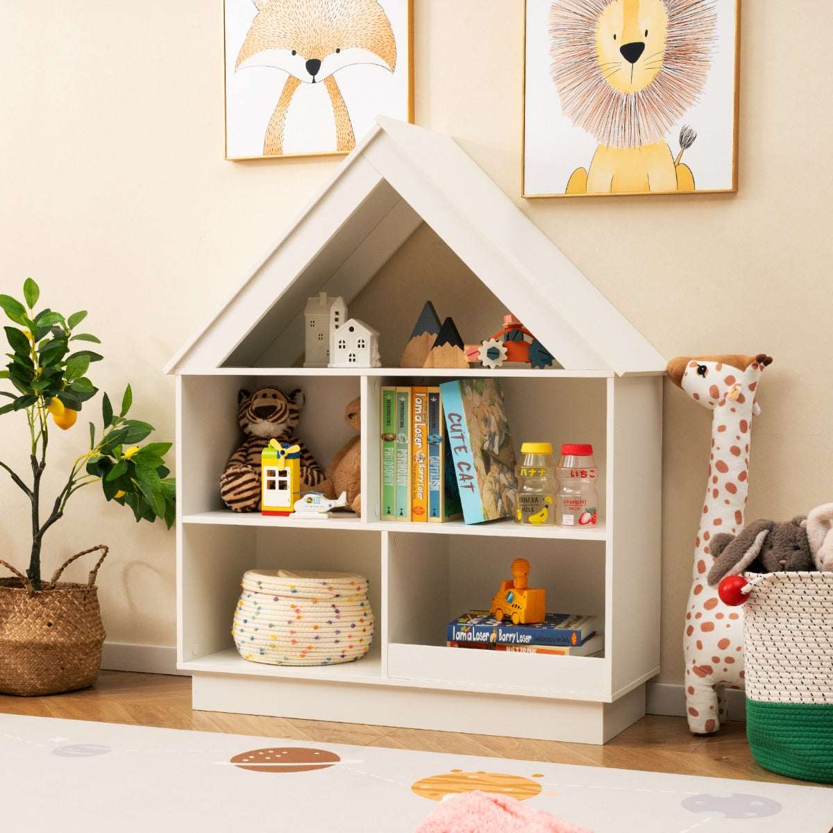 Estante para Bonecas Infantil – 3 Níveis – Branco – Madeira