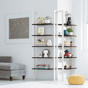 Estante de Parede 5 Níveis Organizador com 5 Prateleiras para Sala Quarto Casa de Banho Terraço 61 x 30 x 183 cm Branco