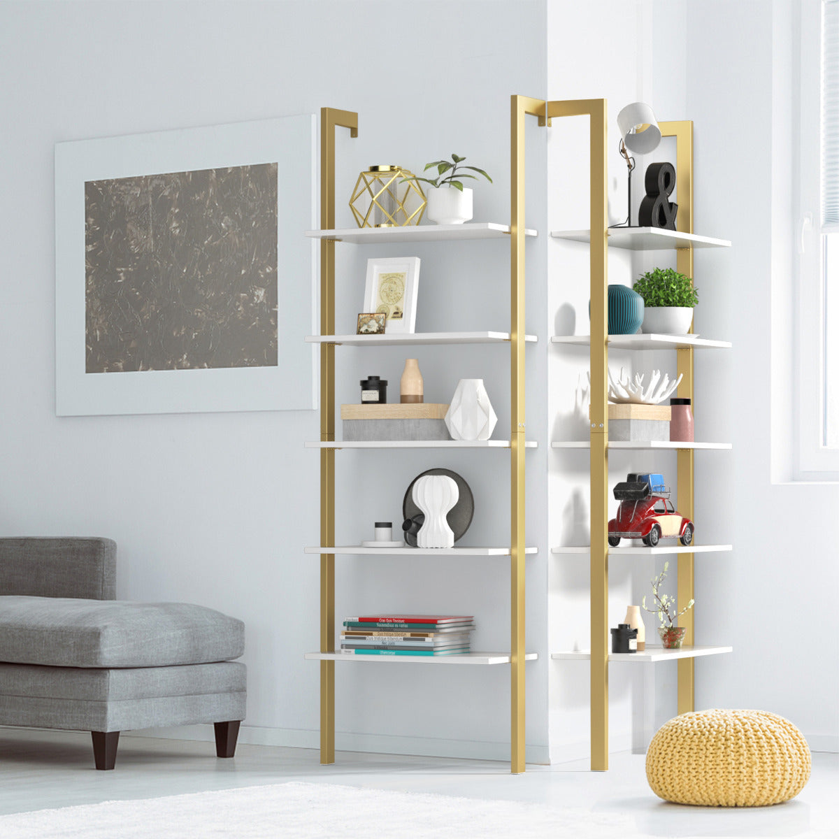 Estante de Parede 5 Níveis – 61 x 30 x 183 cm – Ouro – Ferro