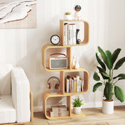 Estantería em Bambu em Forma de S de 4 Níveis com 4 Cubos Abertos para Esquina - Natural