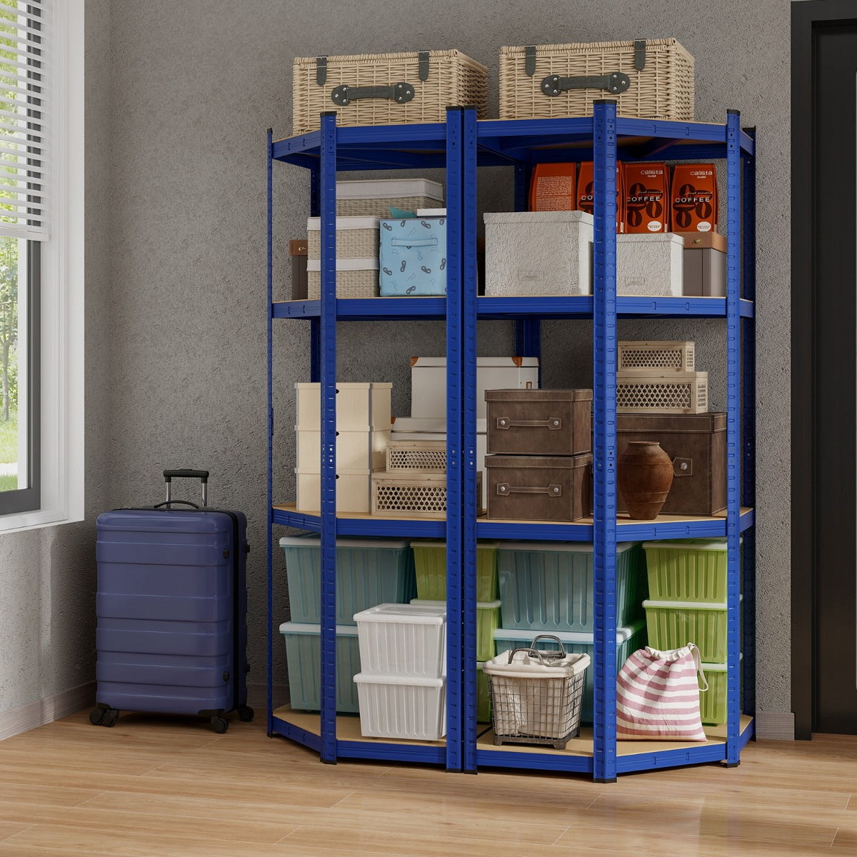 Estantería Metálica de Canto de 4 Níveis 100 x 80 x 180 cm Azul