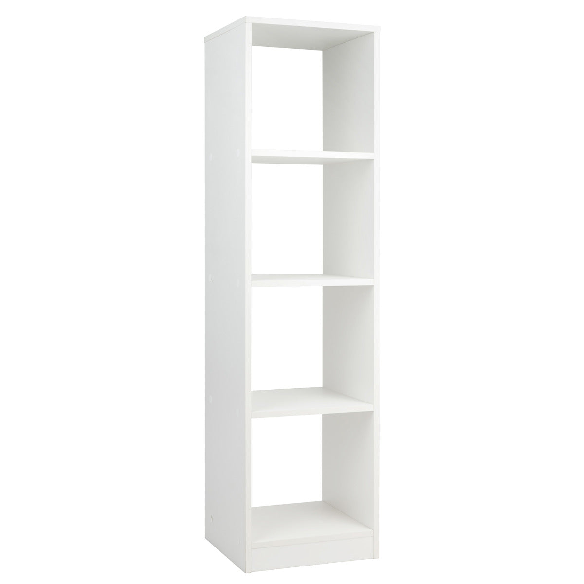Estantería Estreita Independente 5 Níveis 4 Cubos para Livros CDs Biblioteca de Canto Moderna para Estudo 38 x 33 x 142 cm Branco