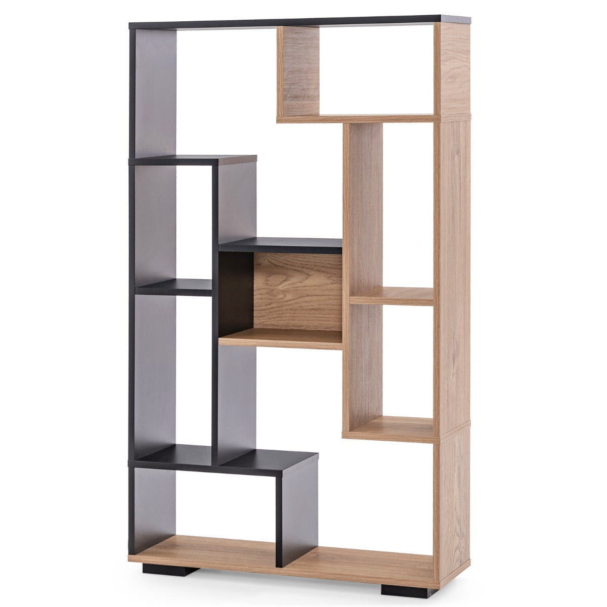 Estantería Geométrica Moderna de Madeira com Estantes Abertos - Kits antivuelco para Sala de Estar, Escritório ou Casa 70 x 20 x 120 cm Natural