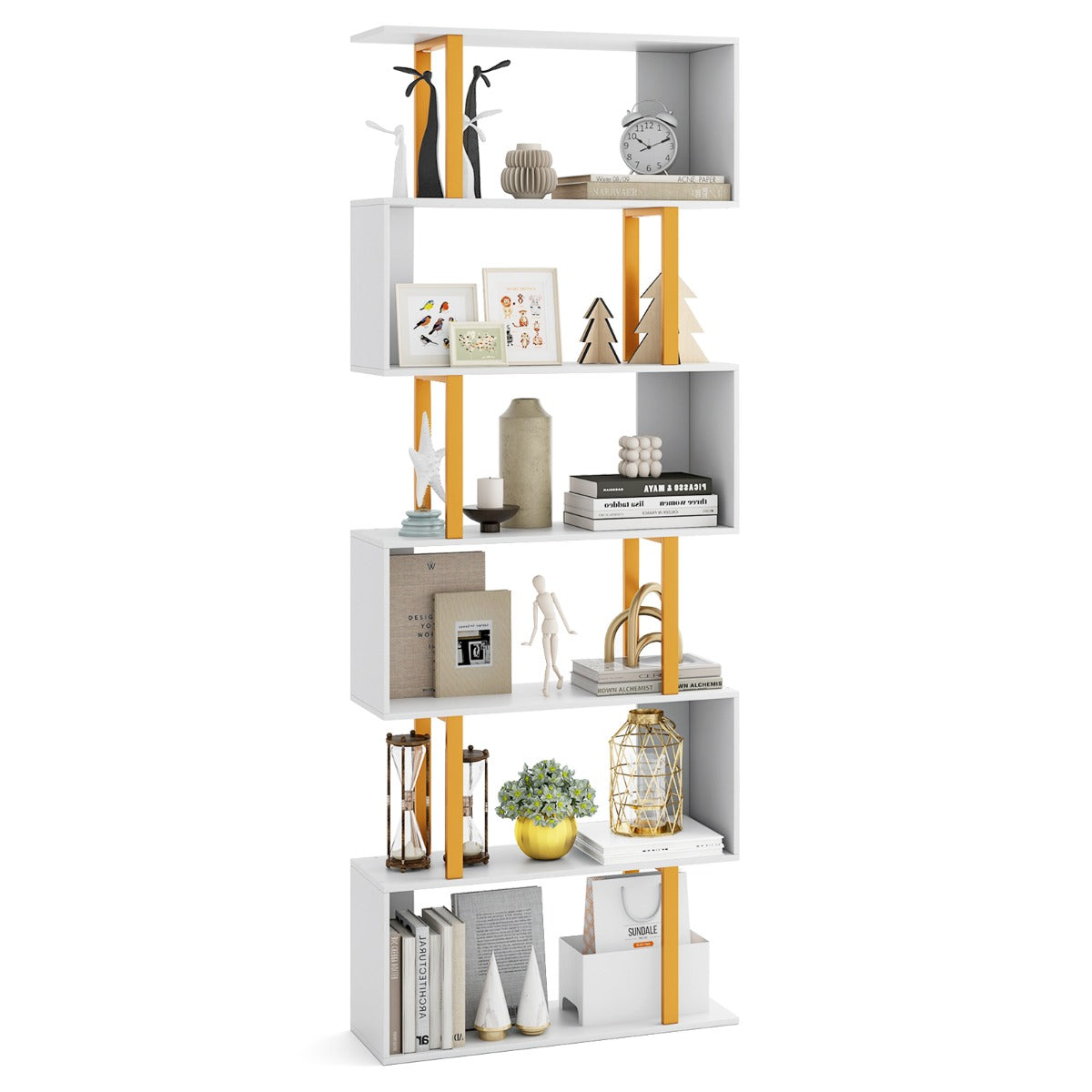 Estante Geométrica de 6 Níveis – Branco – Metal