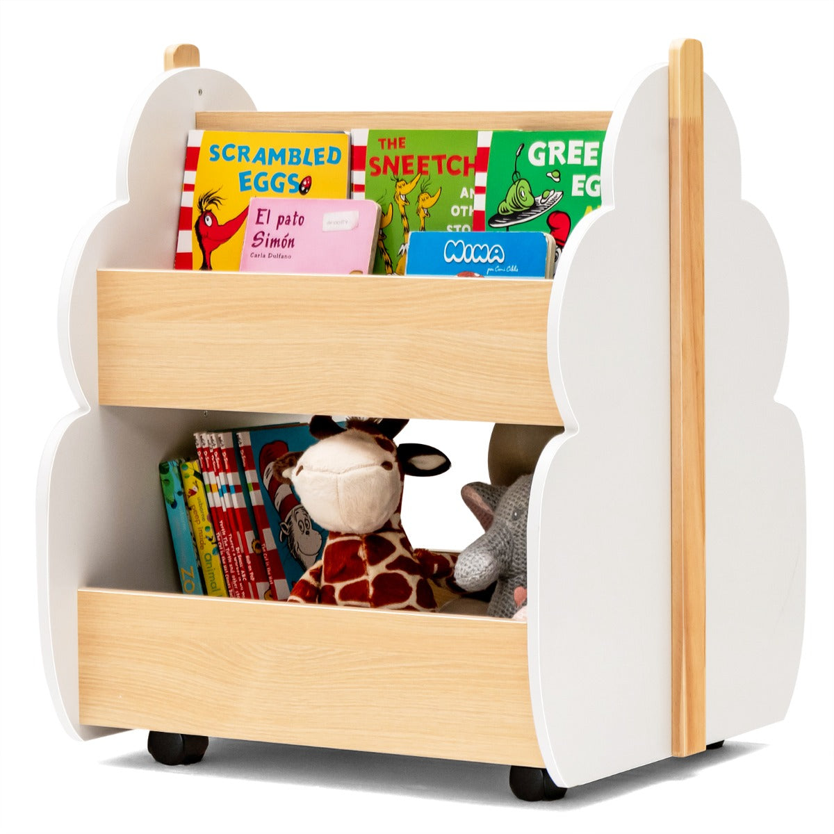 Estante Infantil em Madeira – 52 cm x 46 cm x 62,5 cm – Branco – MDF e madeira de pinho