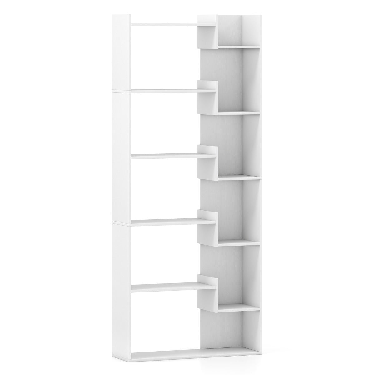 Estante Livraria de 6 Níveis em Madeira Branca 11 Prateleiras de Exibição Aberta 69 x 22 x 163 cm
