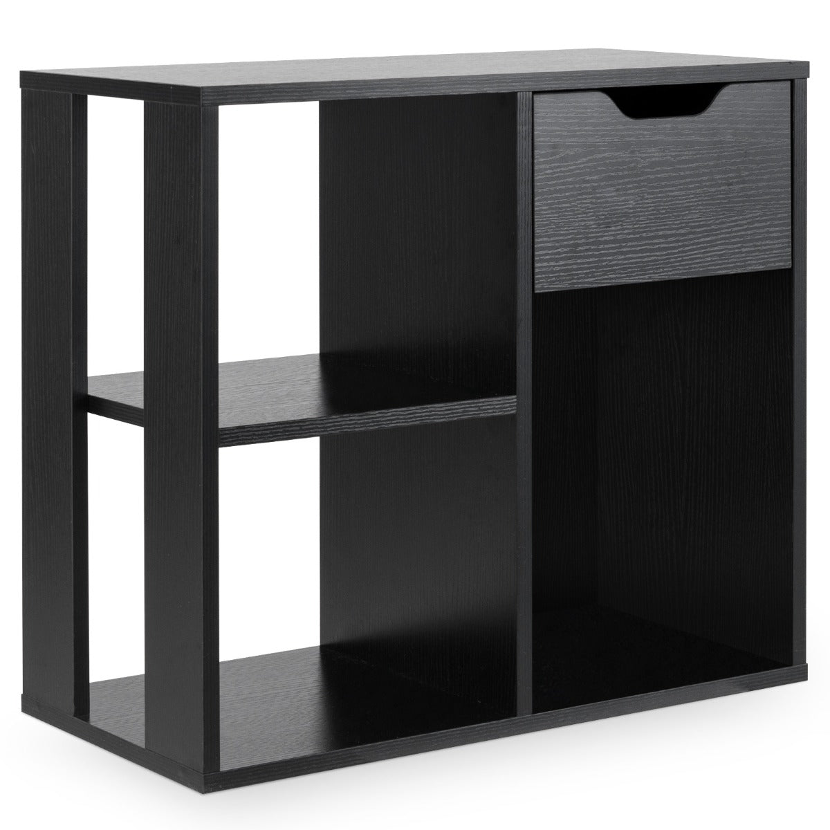 Estantería de 3 Cubos com Gaveta - Estante Moderno para Sala de Estar ou Quarto 60 x 30 x 53 cm Preto