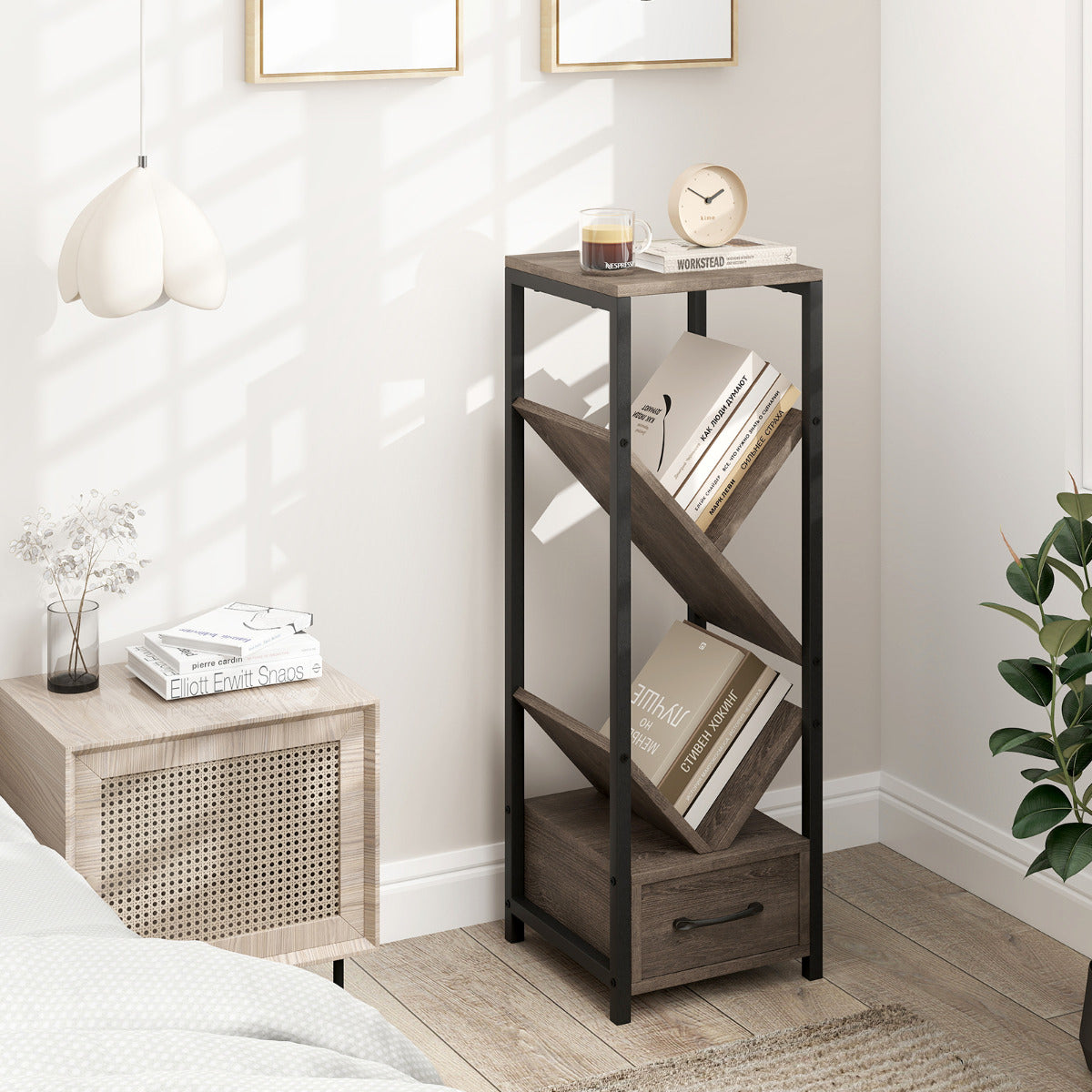 Estante Organizadora em Forma de Árvore – Cinza – Metal