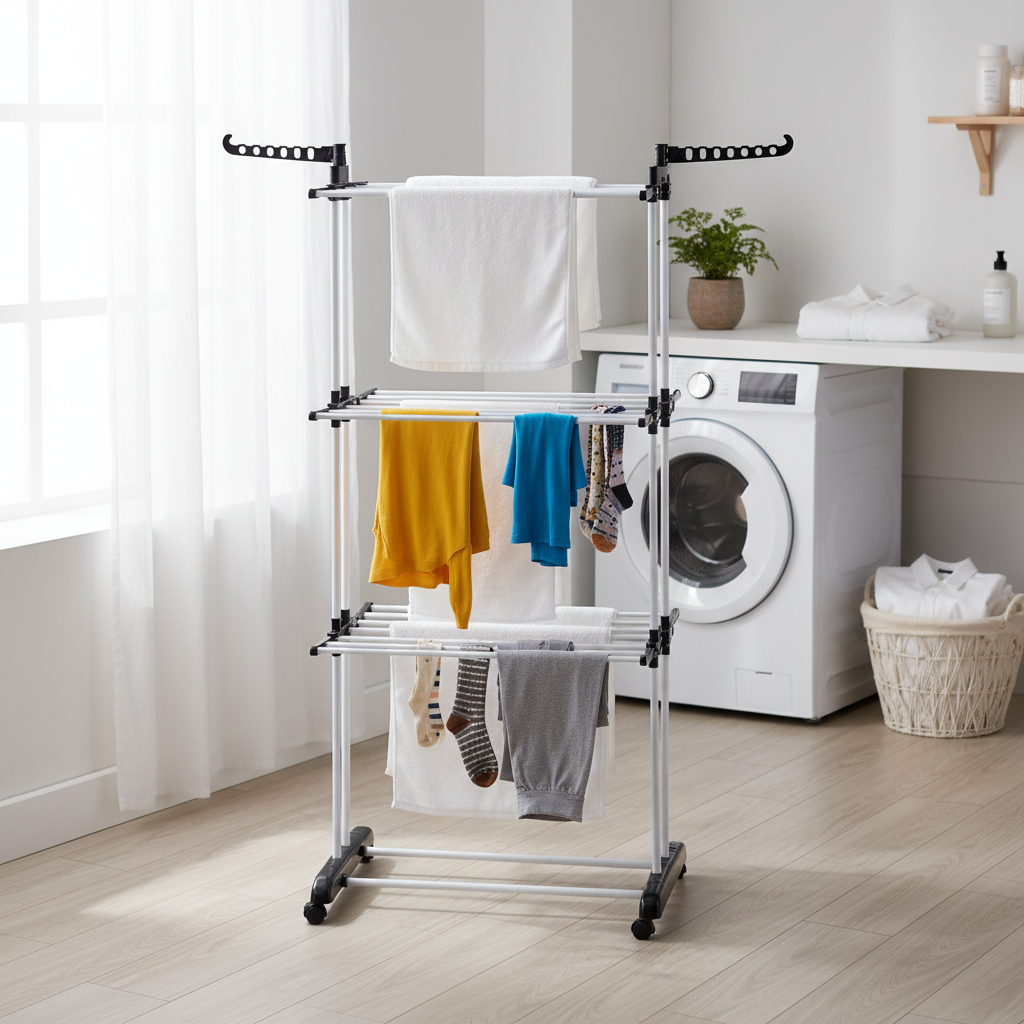 Estendal móvel em lavandaria moderna