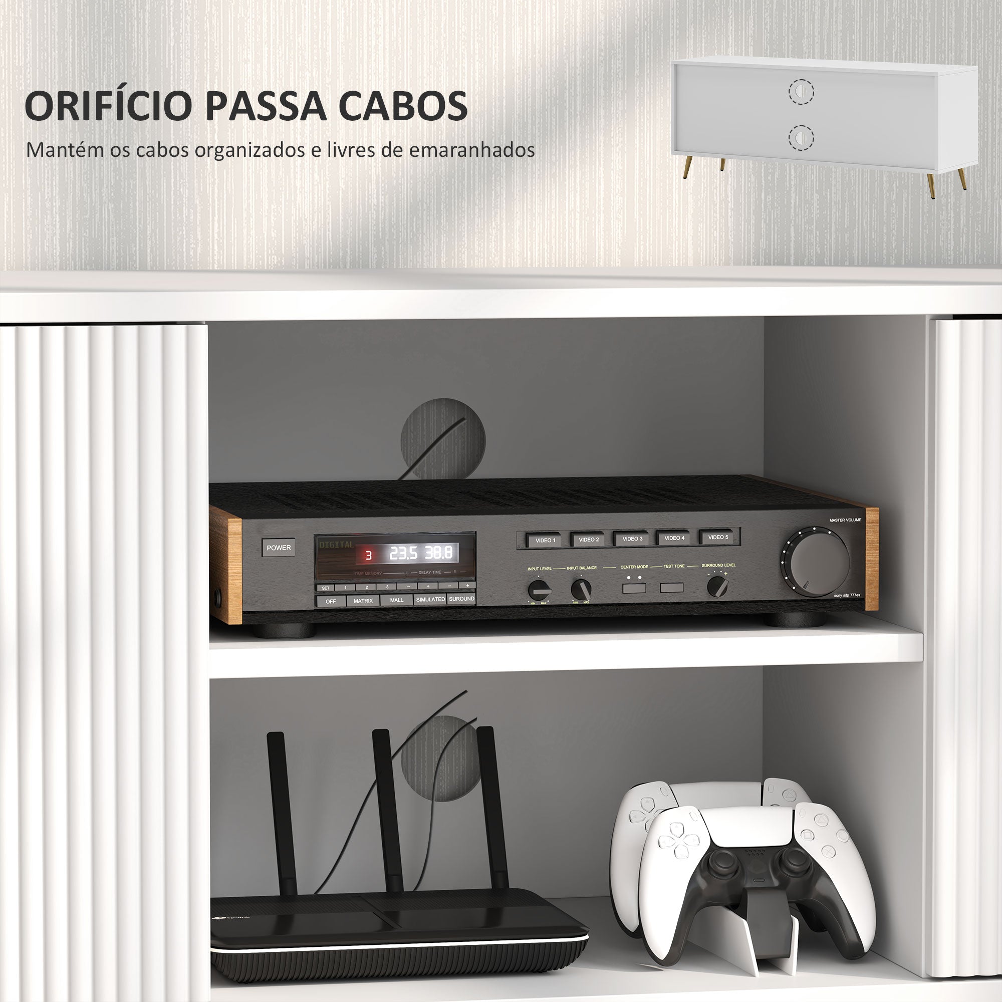 Móvel de TV Moderno 120x35x48 cm Branco