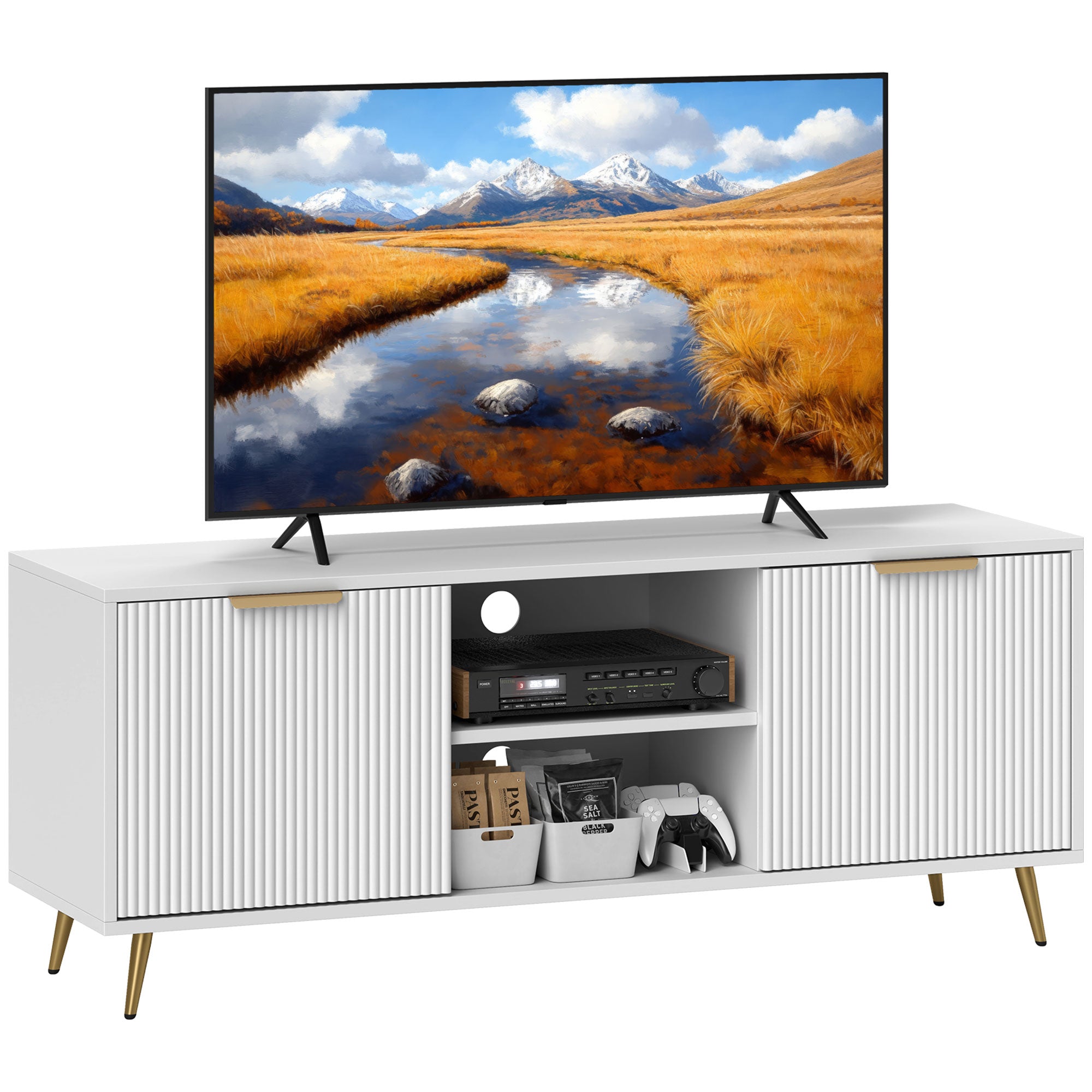 Móvel de TV Moderno 120x35x48 cm Branco