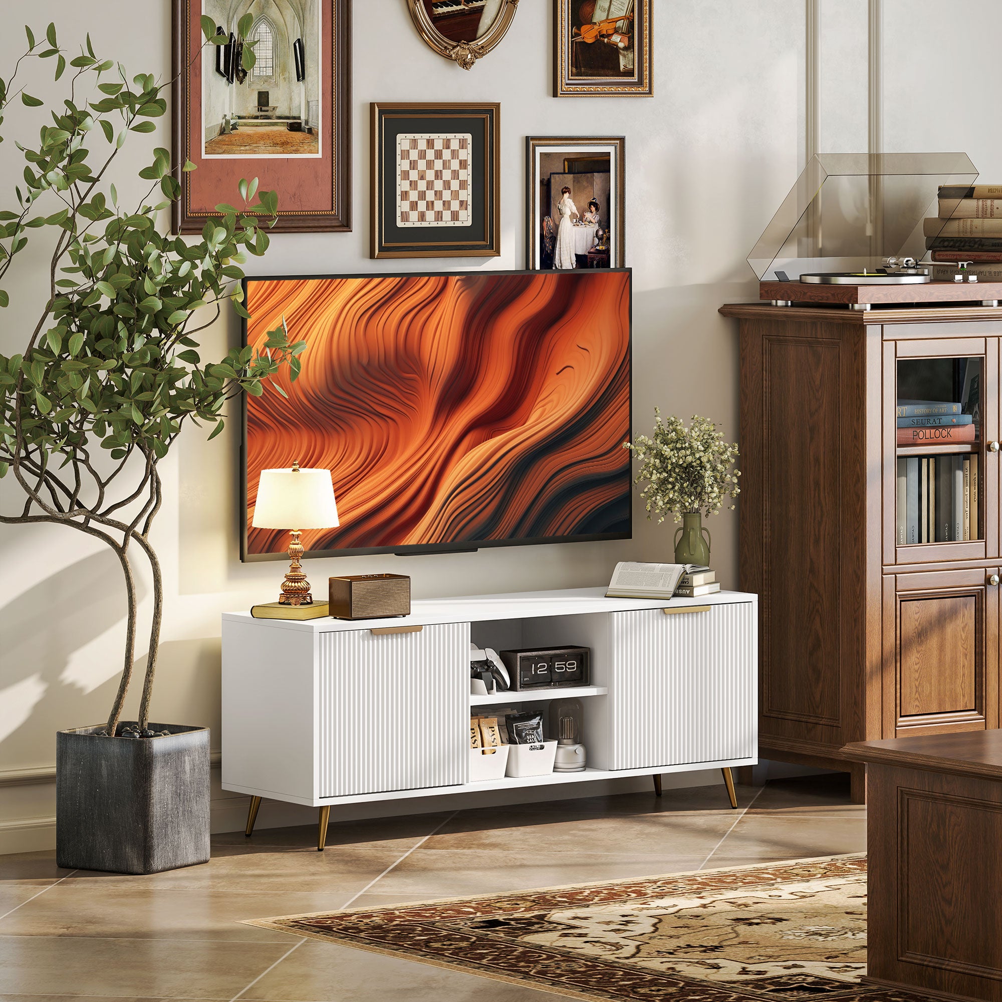 Móvel de TV Moderno 120x35x48 cm Branco