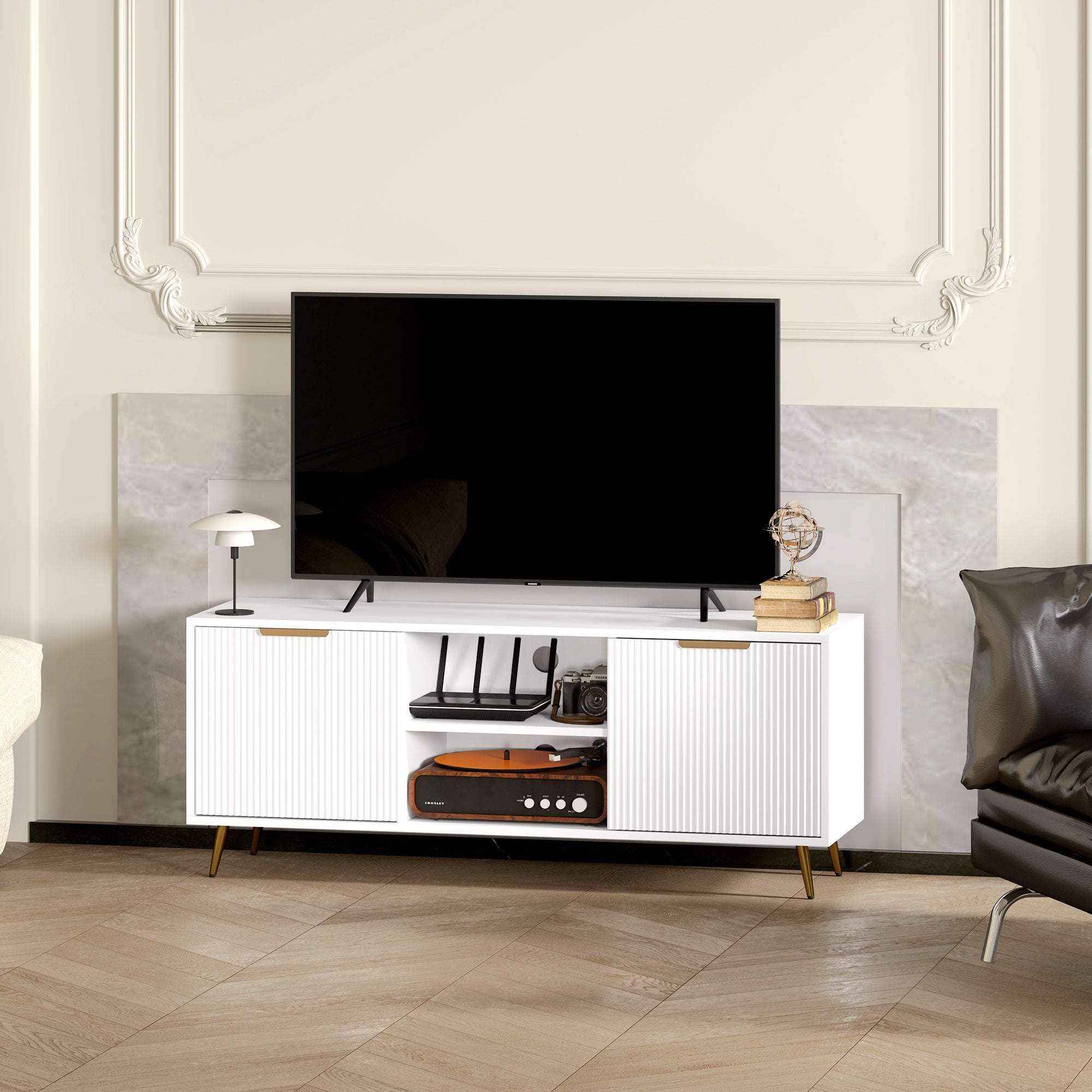 Móvel de TV Moderno 120x35x48 cm Branco