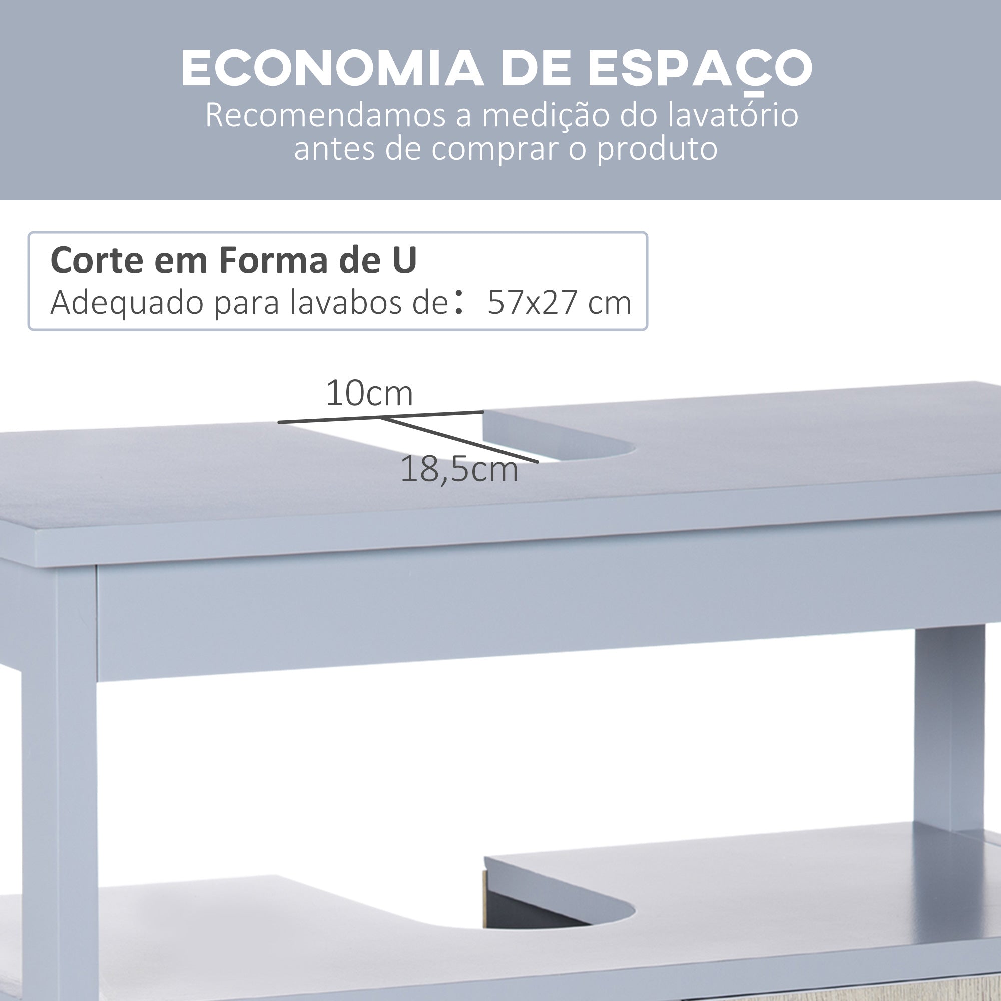 Móvel para Lavatório Cinzento 60x30x62cm - Armário de Casa de Banho com Prateleira