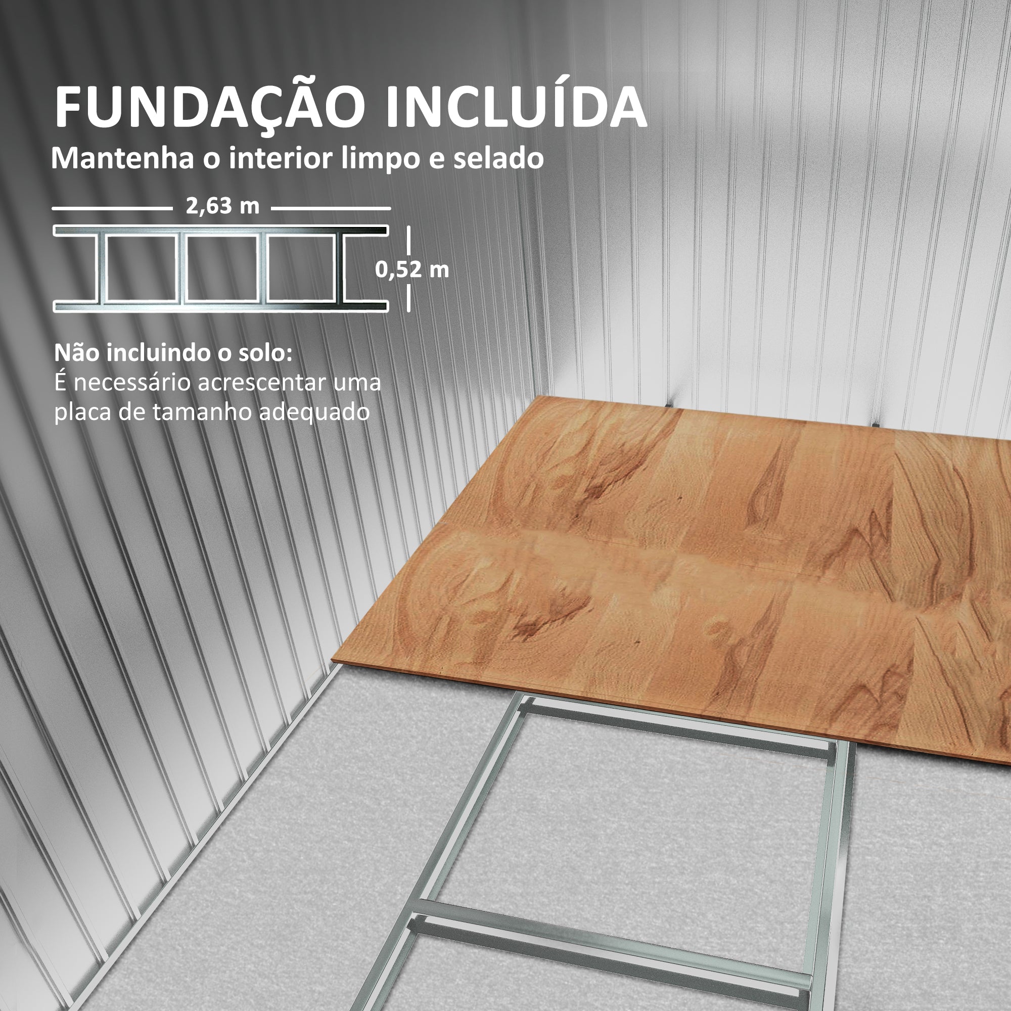 Abrigo de Jardim 280x130x172cm - Cinza Escuro - Aço Galvanizado
