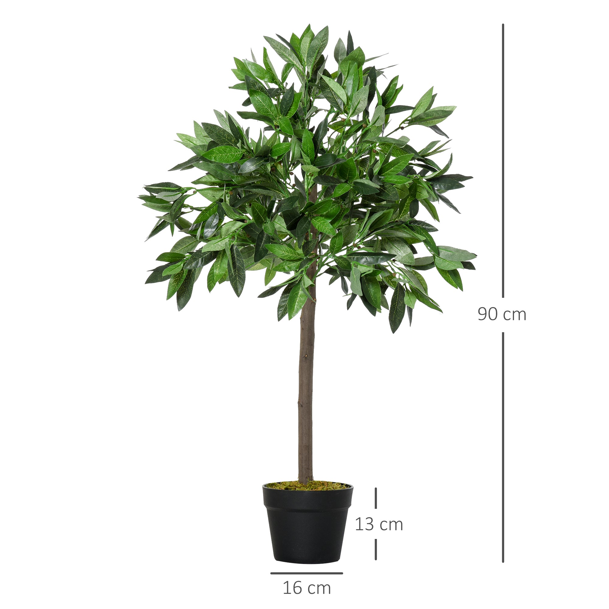 Plantas Artificiais de Laurel Verde 90cm Ø16x90cm - Conjunto de 2 com Vaso