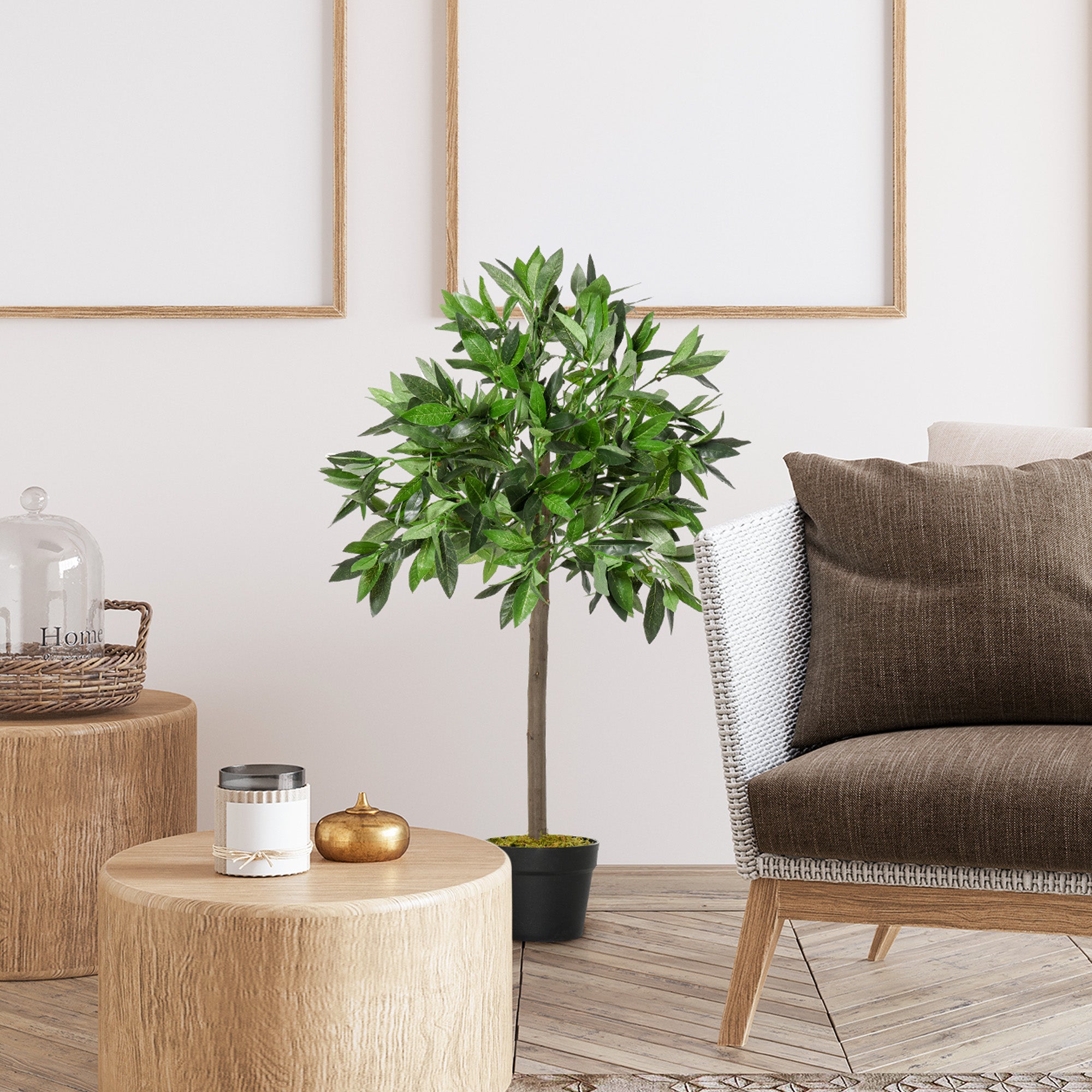 Plantas Artificiais de Laurel Verde 90cm Ø16x90cm - Conjunto de 2 com Vaso