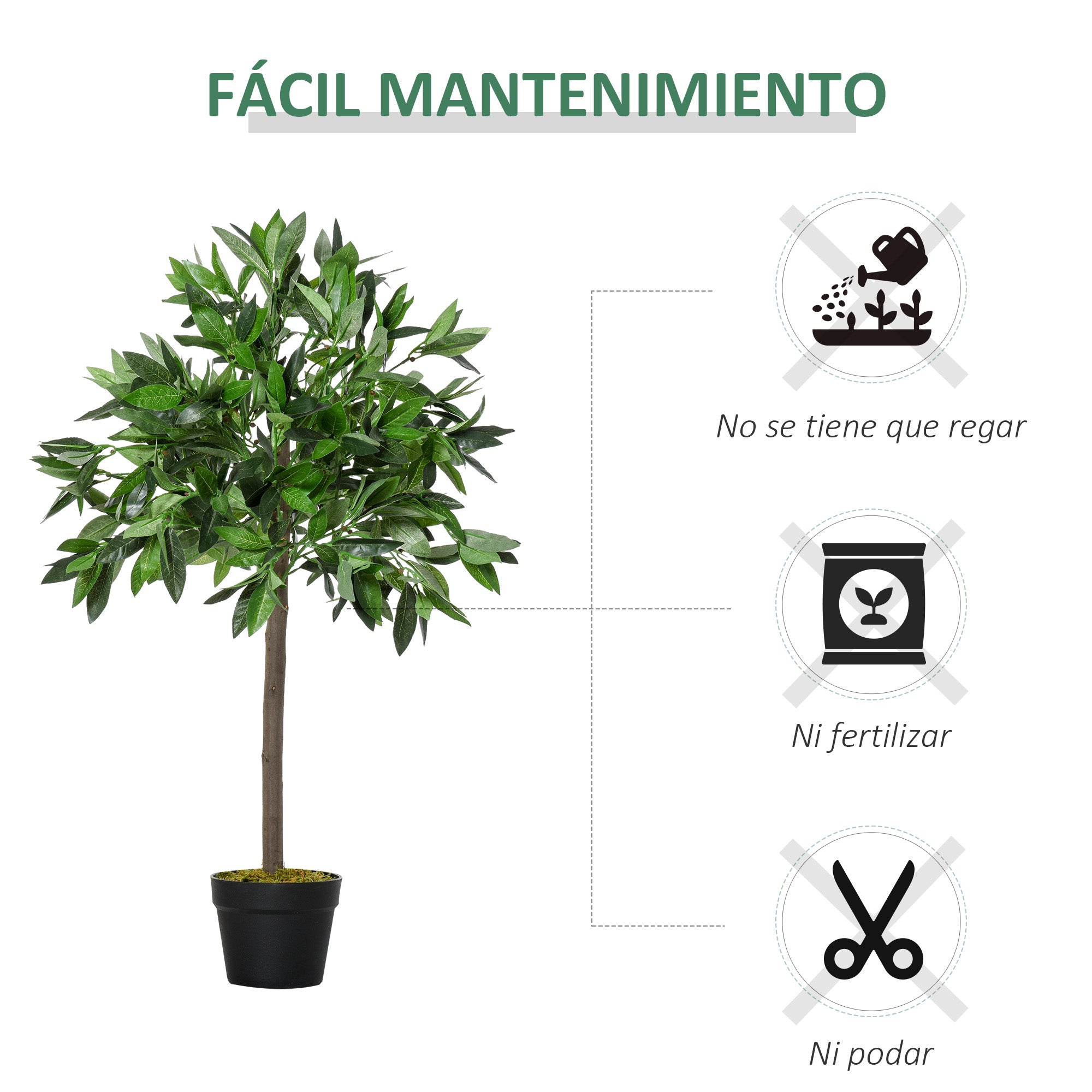 Plantas Artificiais de Laurel Verde 90cm Ø16x90cm - Conjunto de 2 com Vaso