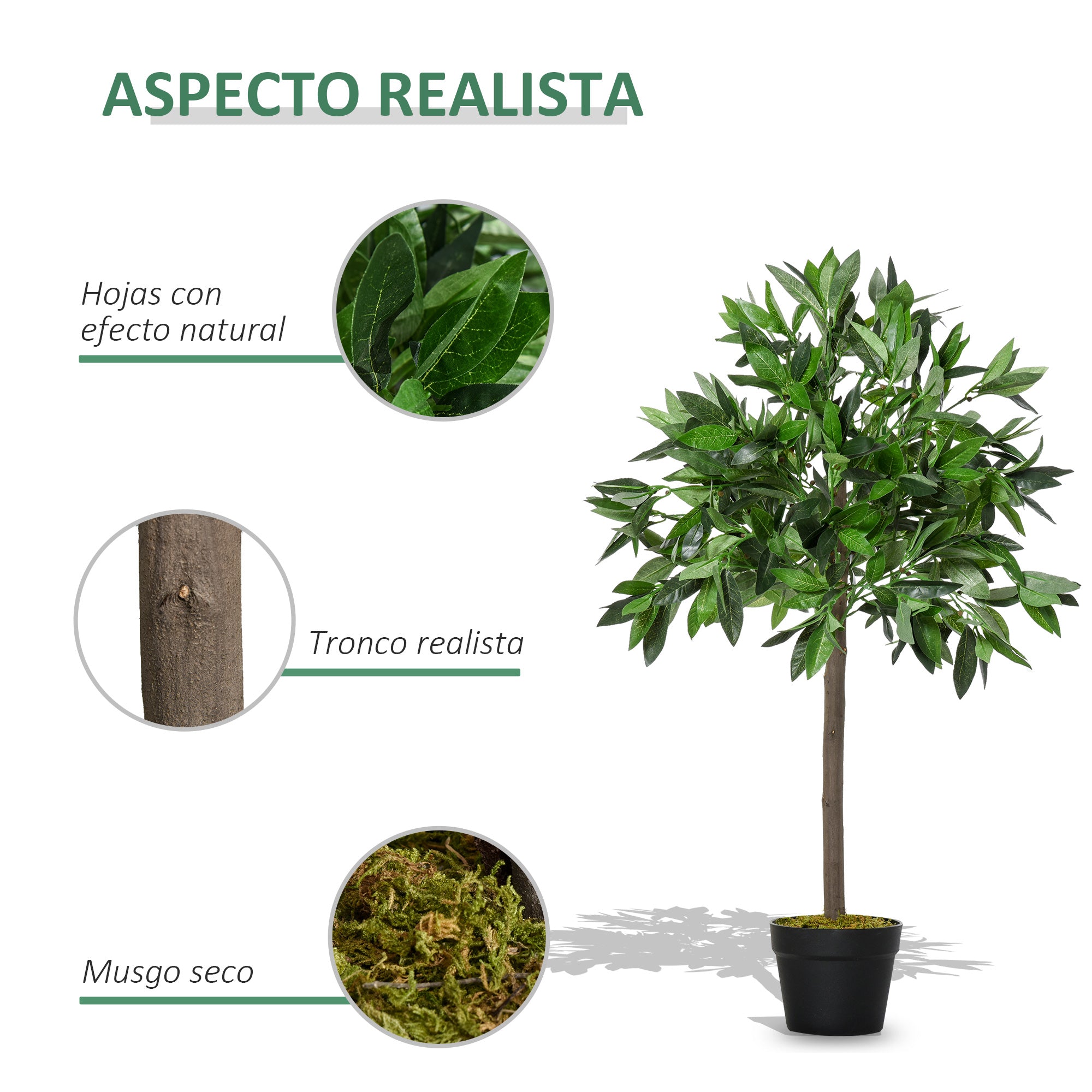 Plantas Artificiais de Laurel Verde 90cm Ø16x90cm - Conjunto de 2 com Vaso