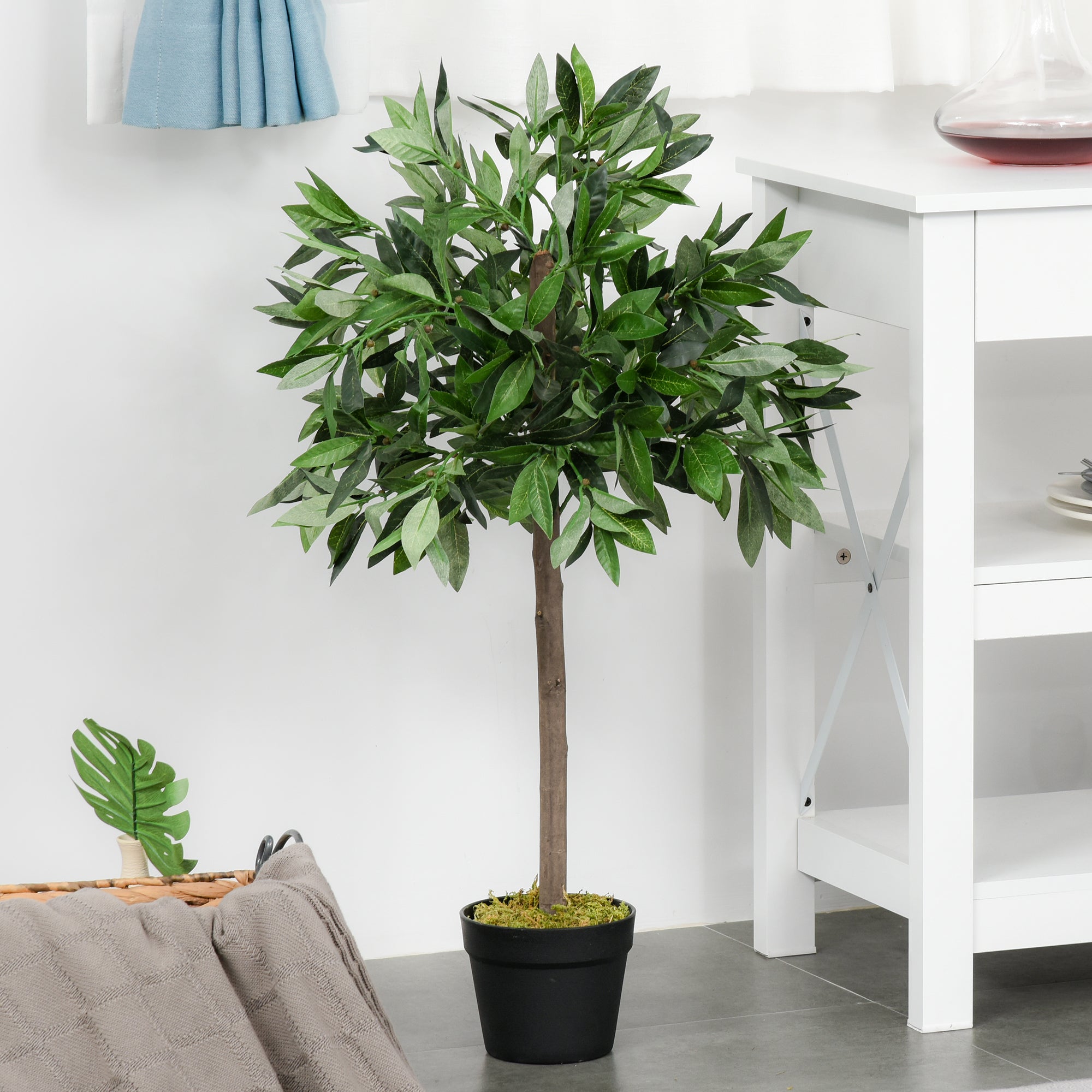 Plantas Artificiais de Laurel Verde 90cm Ø16x90cm - Conjunto de 2 com Vaso