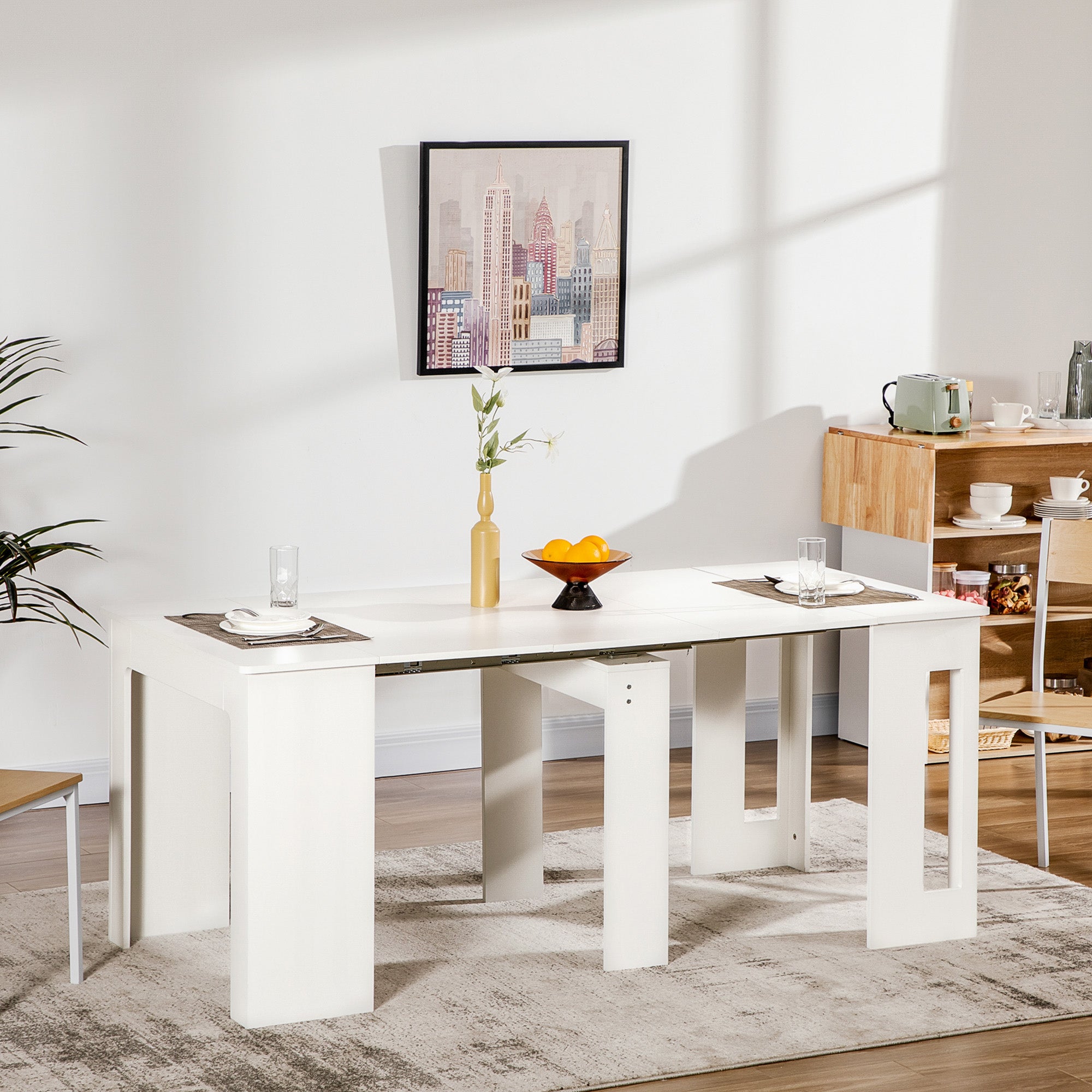 Mesa de Jantar Extensível Branco 180x85x75 cm
