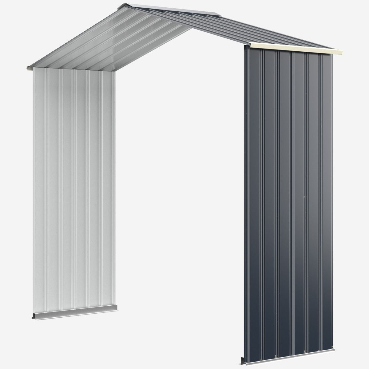 Abrigo de Jardim de Metal para Exterior com 4 Respiradouros e Portas Individuais Deslizantes - Organizador de Jardim - Principal + Extensão - 213 x 127 x 195 cm