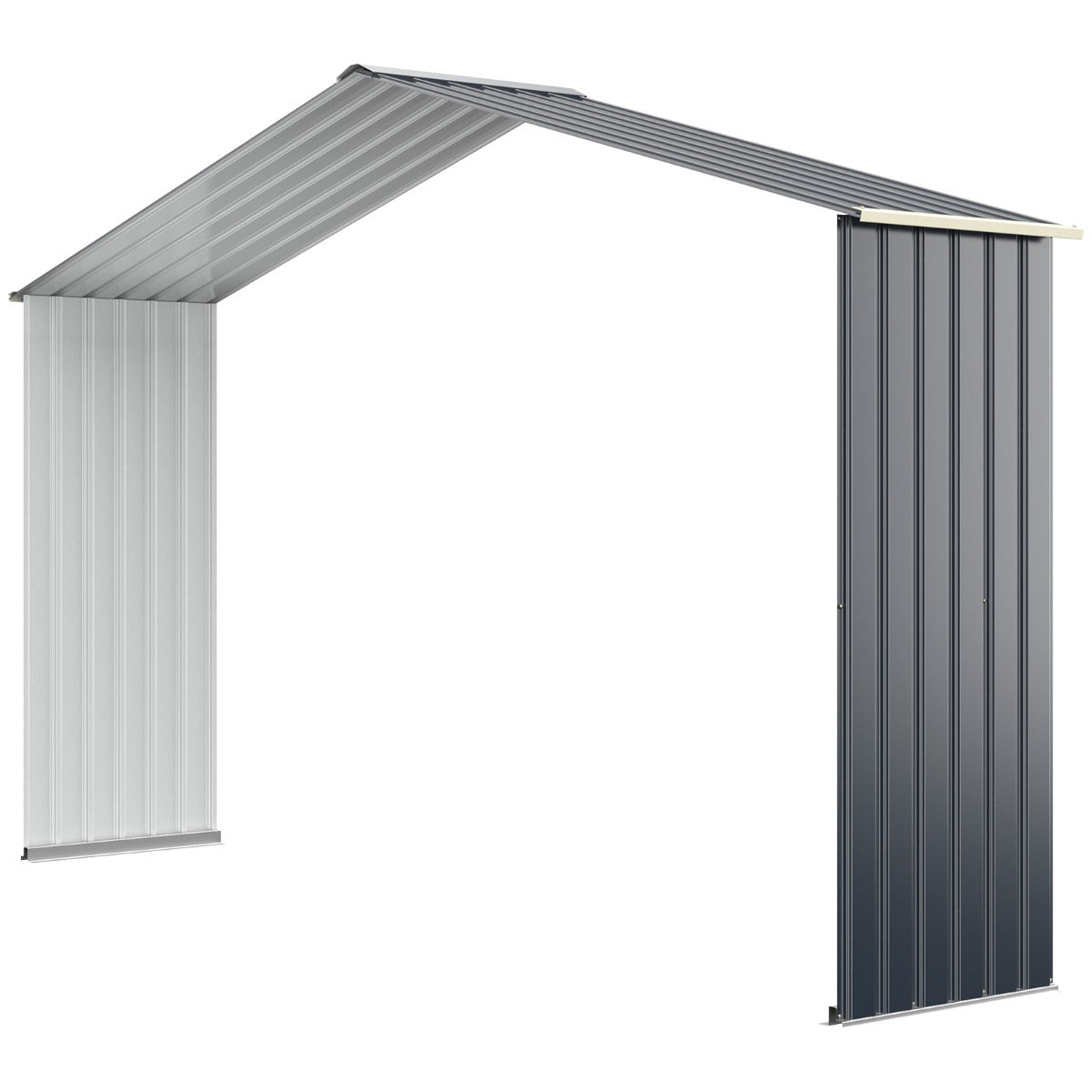 Abrigo de Jardim de Metal para Exterior com 4 Ventilações Portas Deslizantes Individuais Organizador de Jardim - Principal + Extensão - 340 x 255 x 210 cm