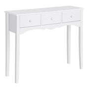 Mesa Consola Elegante com 3 Gavetas 100x32x85cm - Cor Branco