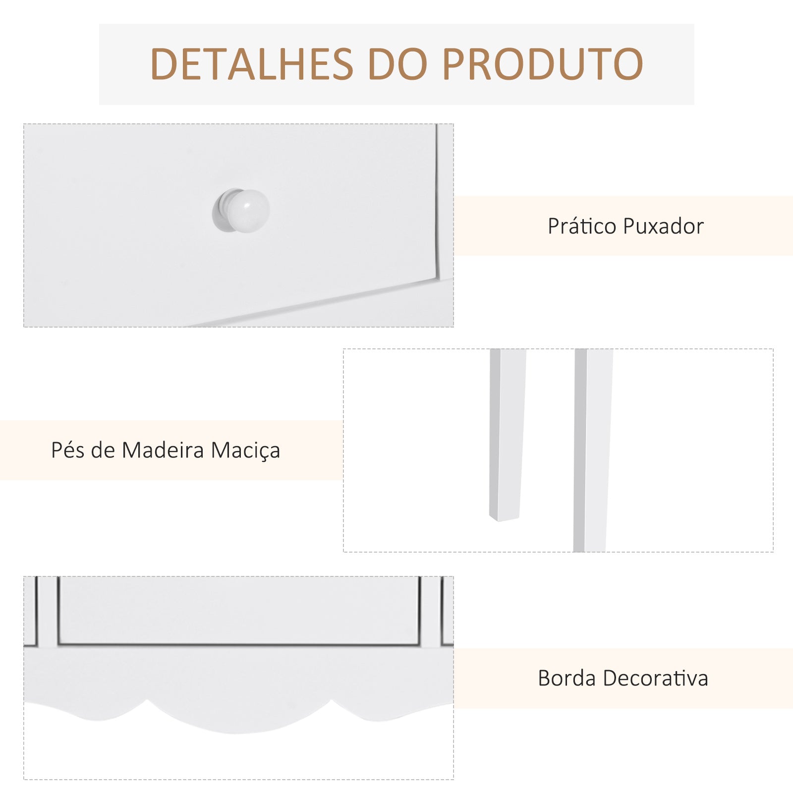 Mesa Consola Elegante com 3 Gavetas 100x32x85cm - Cor Branco