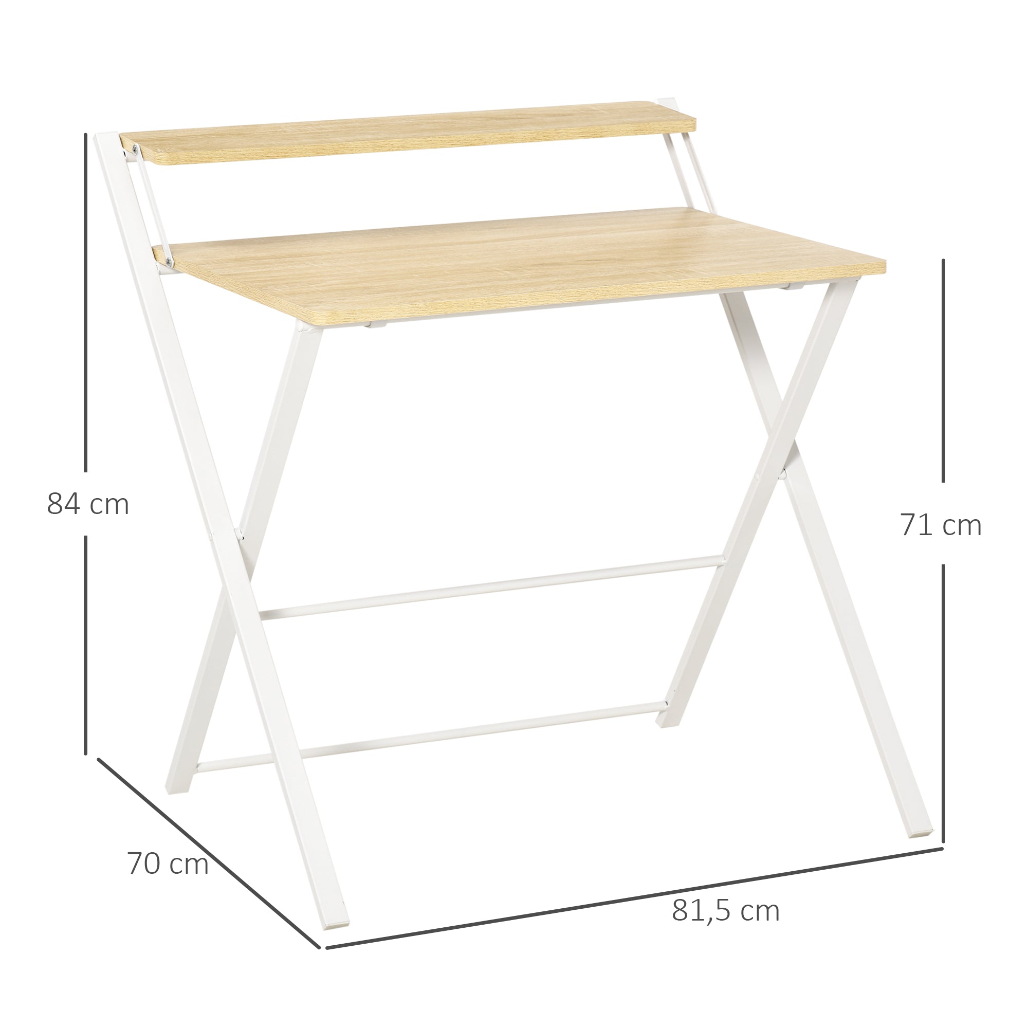 Secretária Dobrável 81,5x70x84 cm - Branco e Madeira