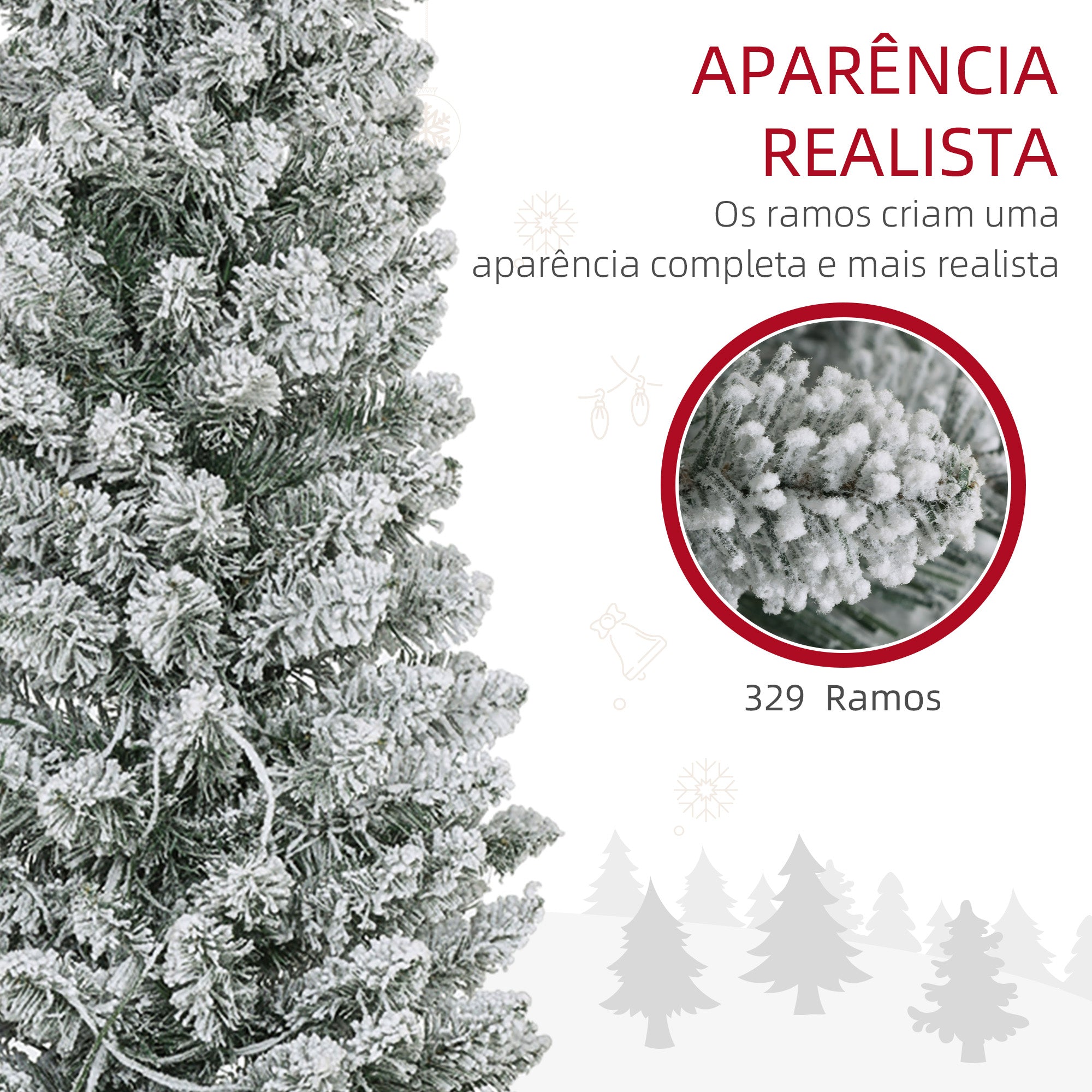 Árvore de Natal 180 cm Verde Nevada com 150 Luzes LED