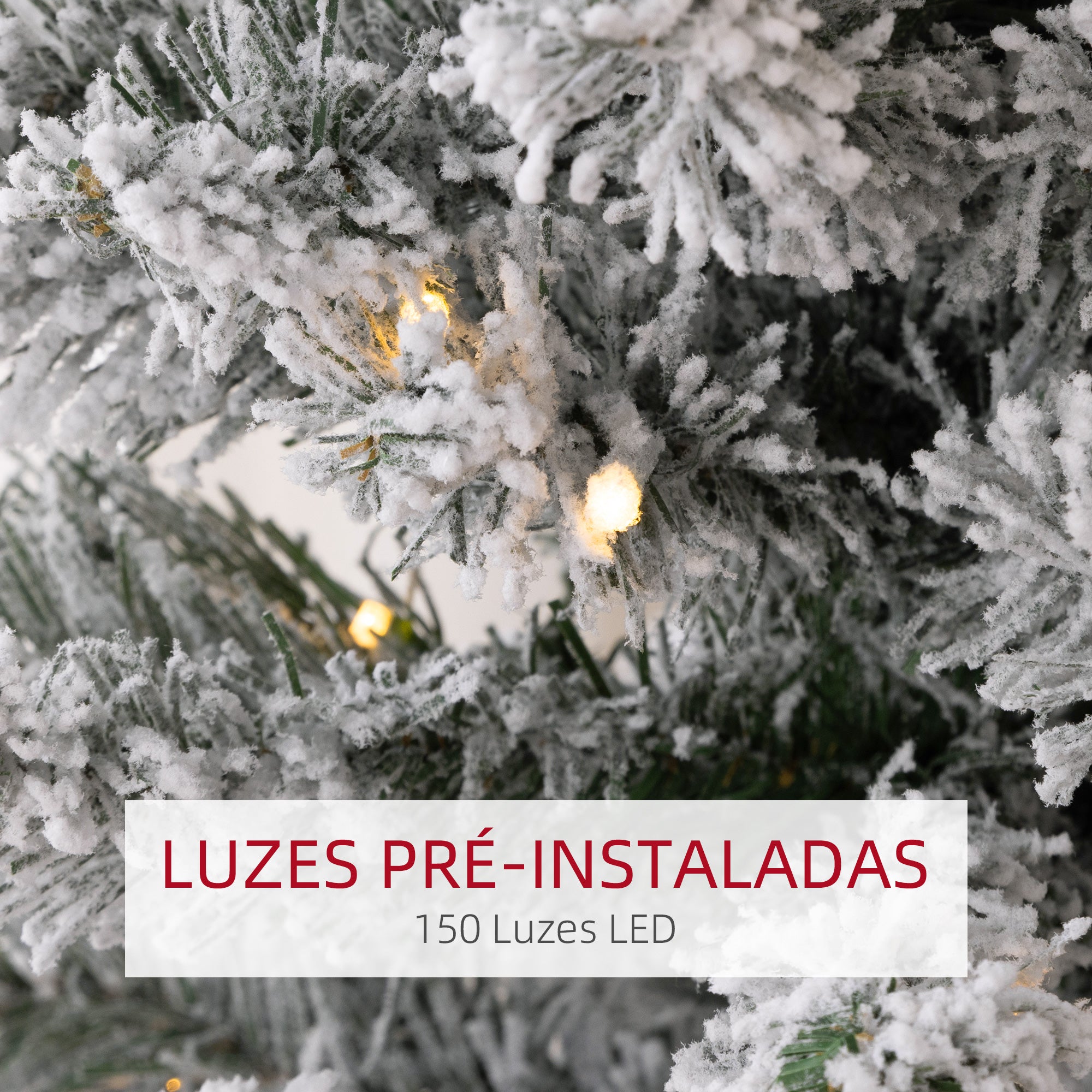 Árvore de Natal 180 cm Verde Nevada com 150 Luzes LED