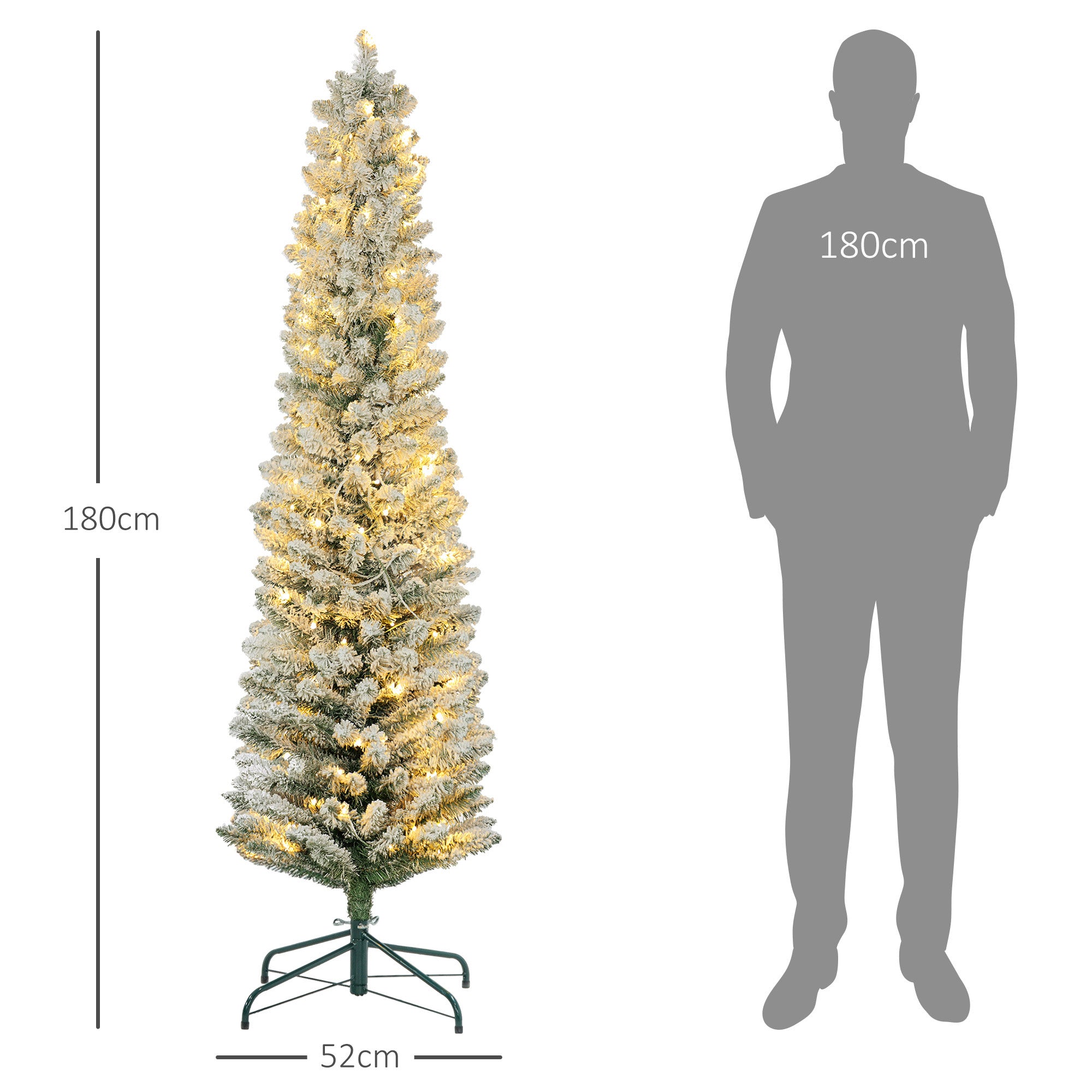 Árvore de Natal 180 cm Verde Nevada com 150 Luzes LED