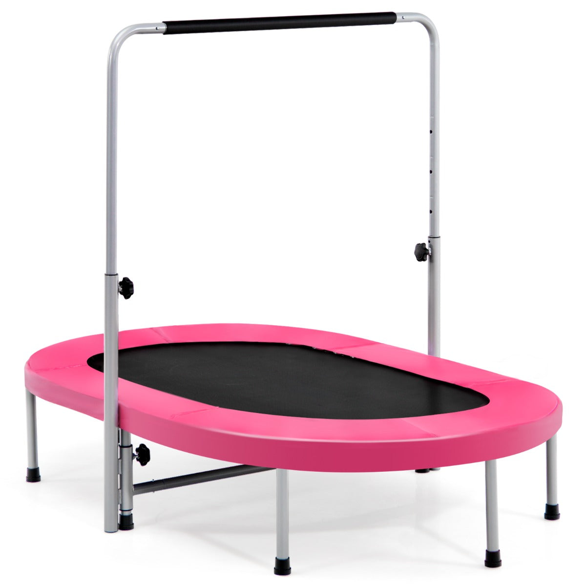 Cama Elástica Doble Rosa para 2 Pessoas com Empunhadura e Almofada de Segurança - 153 x 90 x 92-132 cm