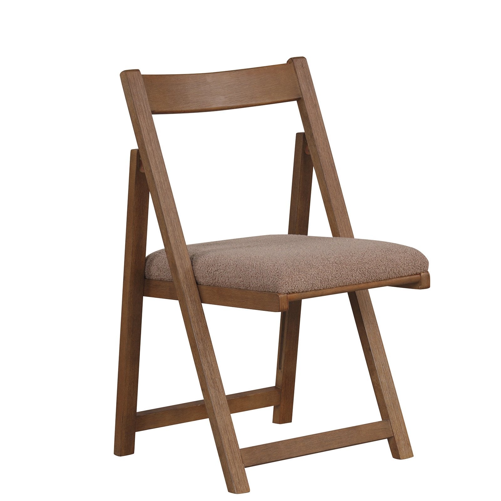 Conjunto de 2 Cadeiras Dobráveis em Madeira de Borracha Estofadas com Almofada - Nogueira