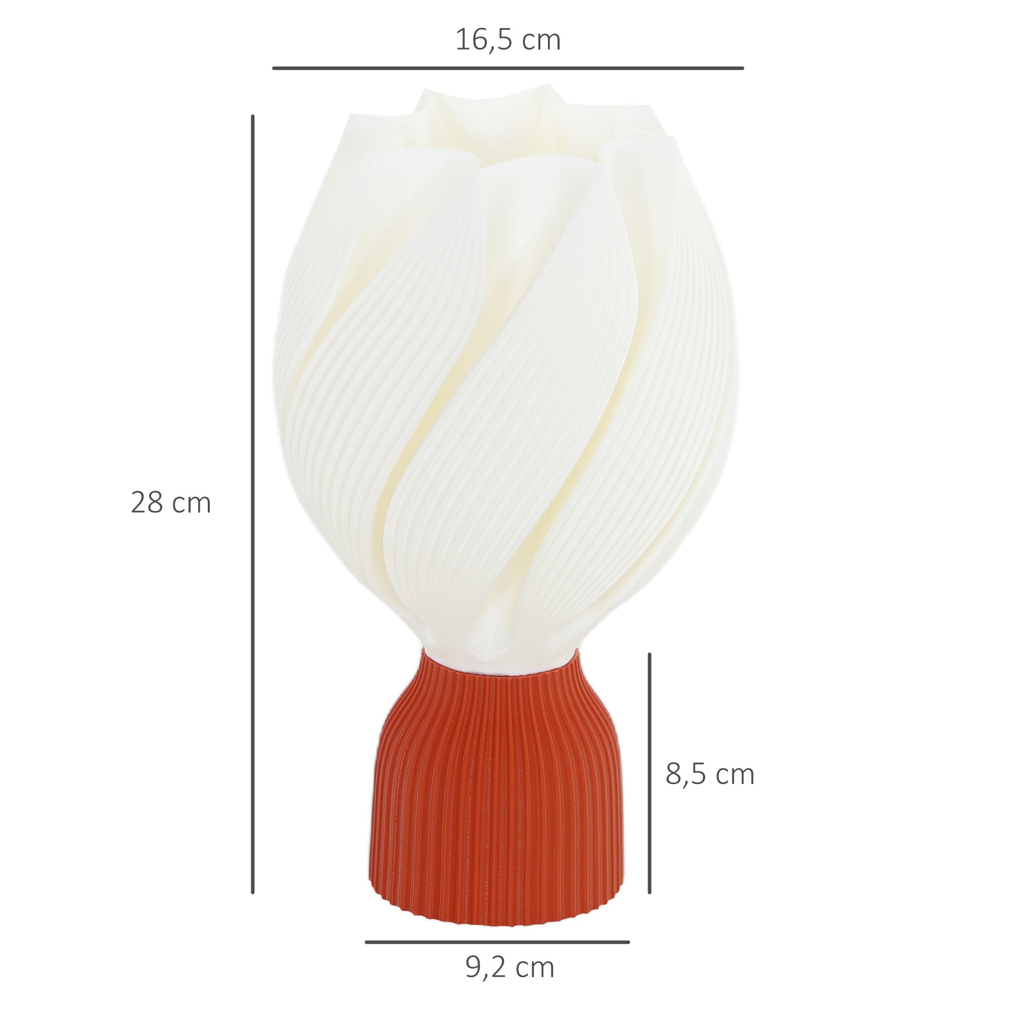 Candeeiro de Mesa Branco Ø16,5x28 cm - Impressão 3D de Pétalas - Luz Quente