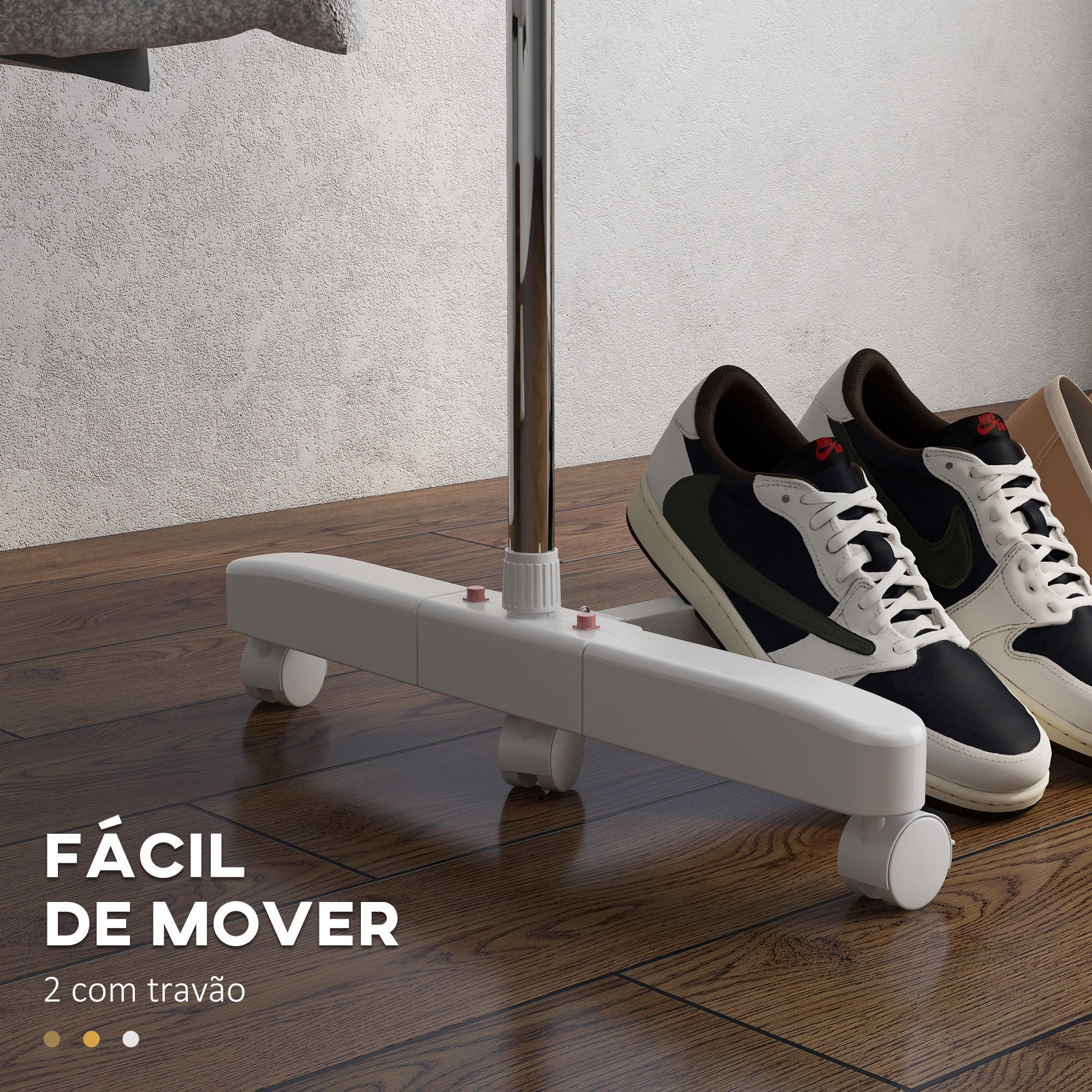 Estendal Dobrável 142x55x152cm Branco e Prata