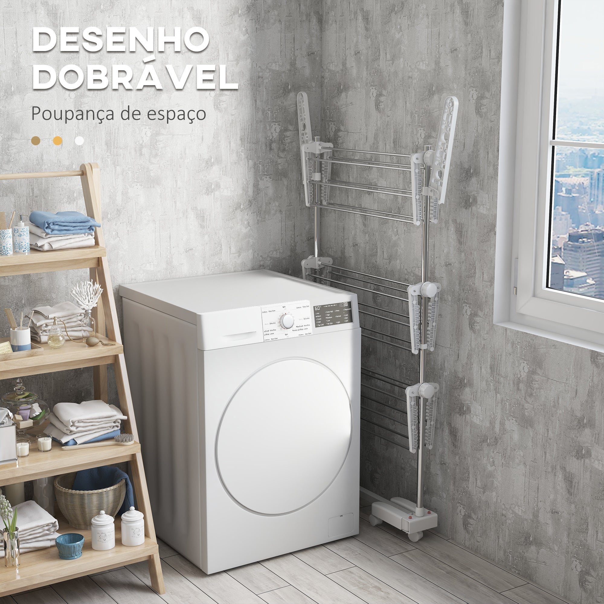 Estendal Dobrável 142x55x152cm Branco e Prata