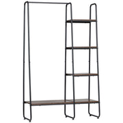 Suporte para Cabides com 4 Prateleiras de Armazenamento 101x39x160cm Café e Preto