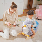 Baloiço Pinguim de Madeira com Música 60x33x50 cm - Cinza