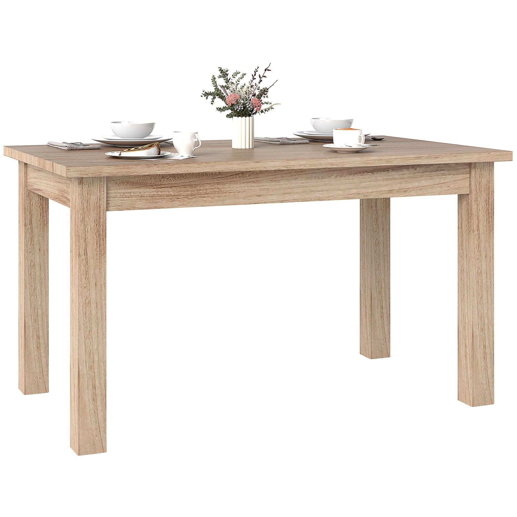 Mesa de Jantar Retangular 140x80x78 cm - Cor de Madeira Natural