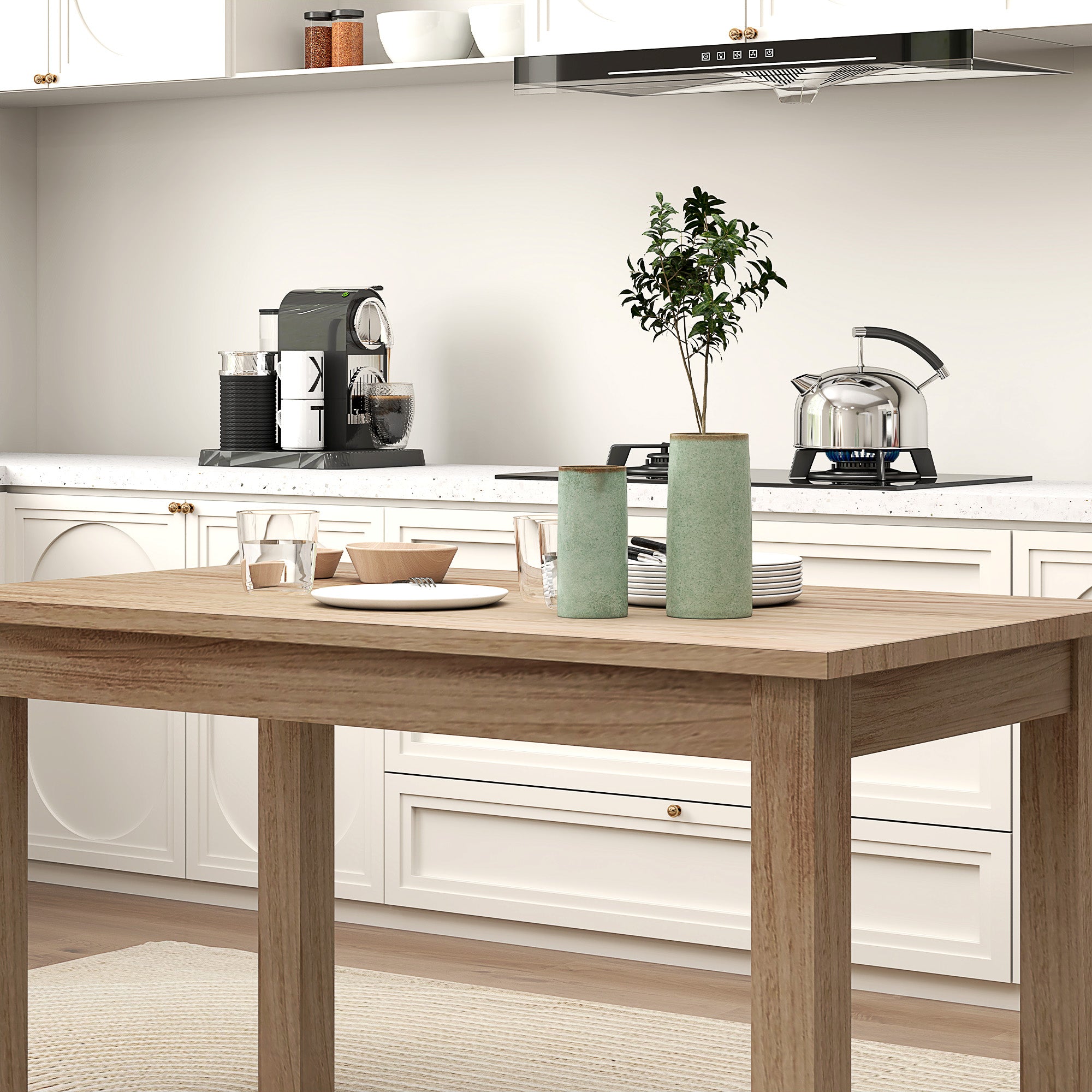 Mesa de Jantar Retangular 140x80x78 cm - Cor de Madeira Natural