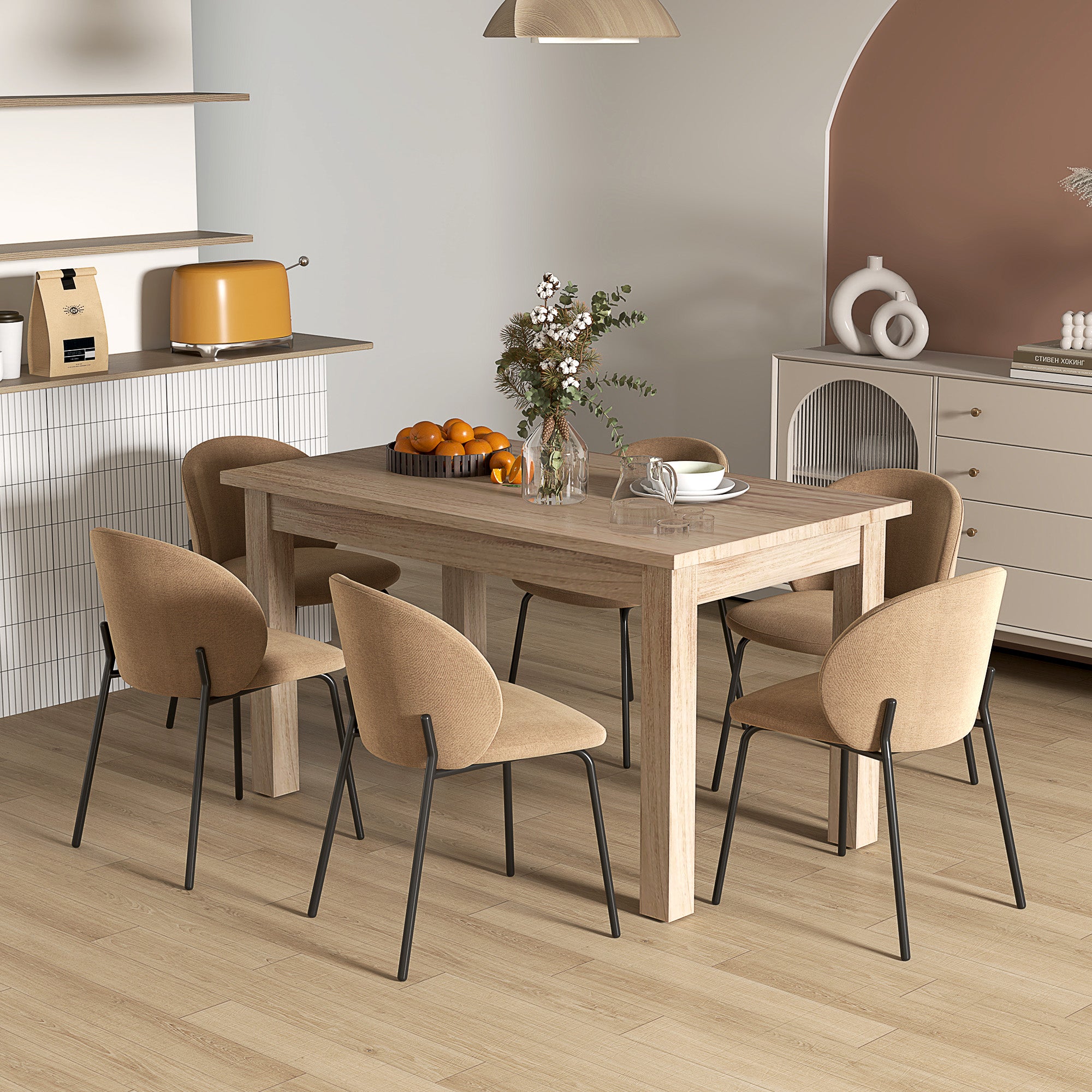 Mesa de Jantar Retangular 140x80x78 cm - Cor de Madeira Natural